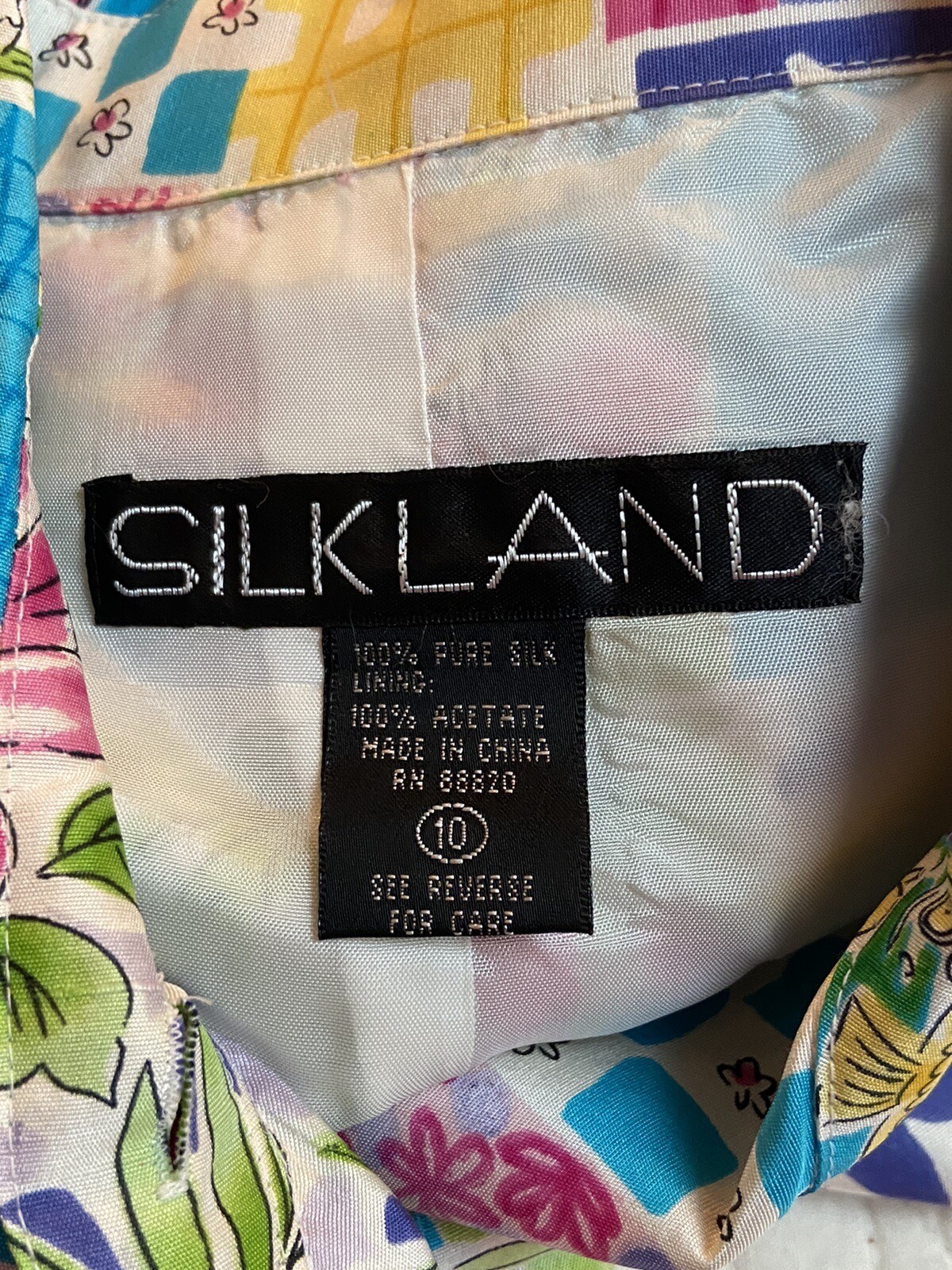 Silkland Womens 100% Silk Jacket Padded Shoulders Size 10