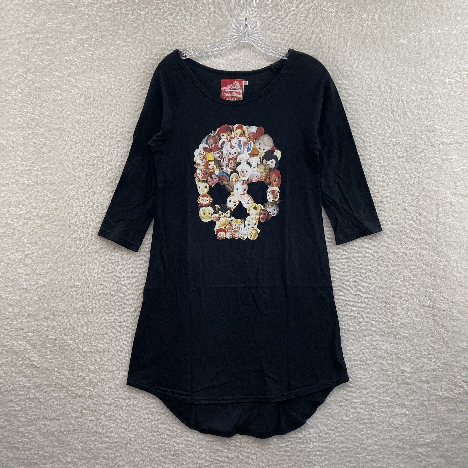 Y2K Vintage T-Shirt Dress Skull Graphic Japan Kawaii Harajuku Kidcore Death Day