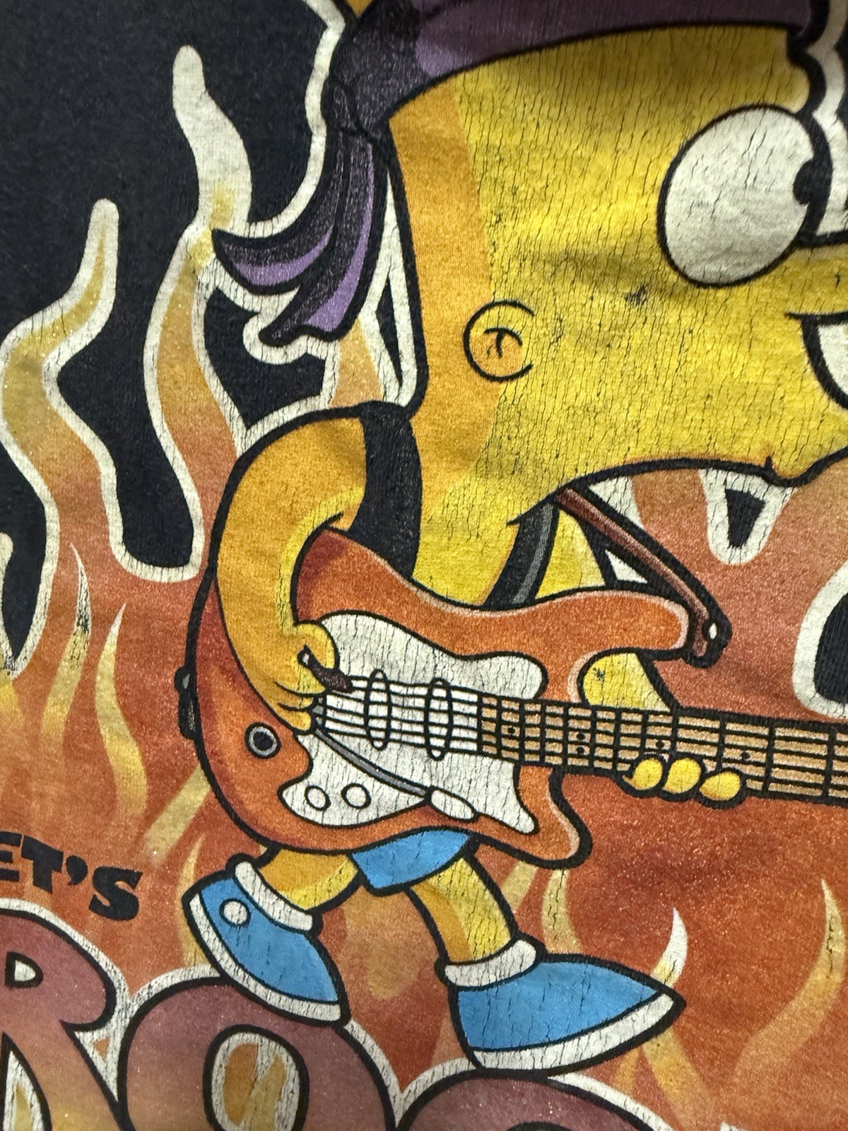 2008 Y2K Bart Simpson The Simpsons LETS ROCK Upcycled T-Shirt VINTAGE Med-Lrg