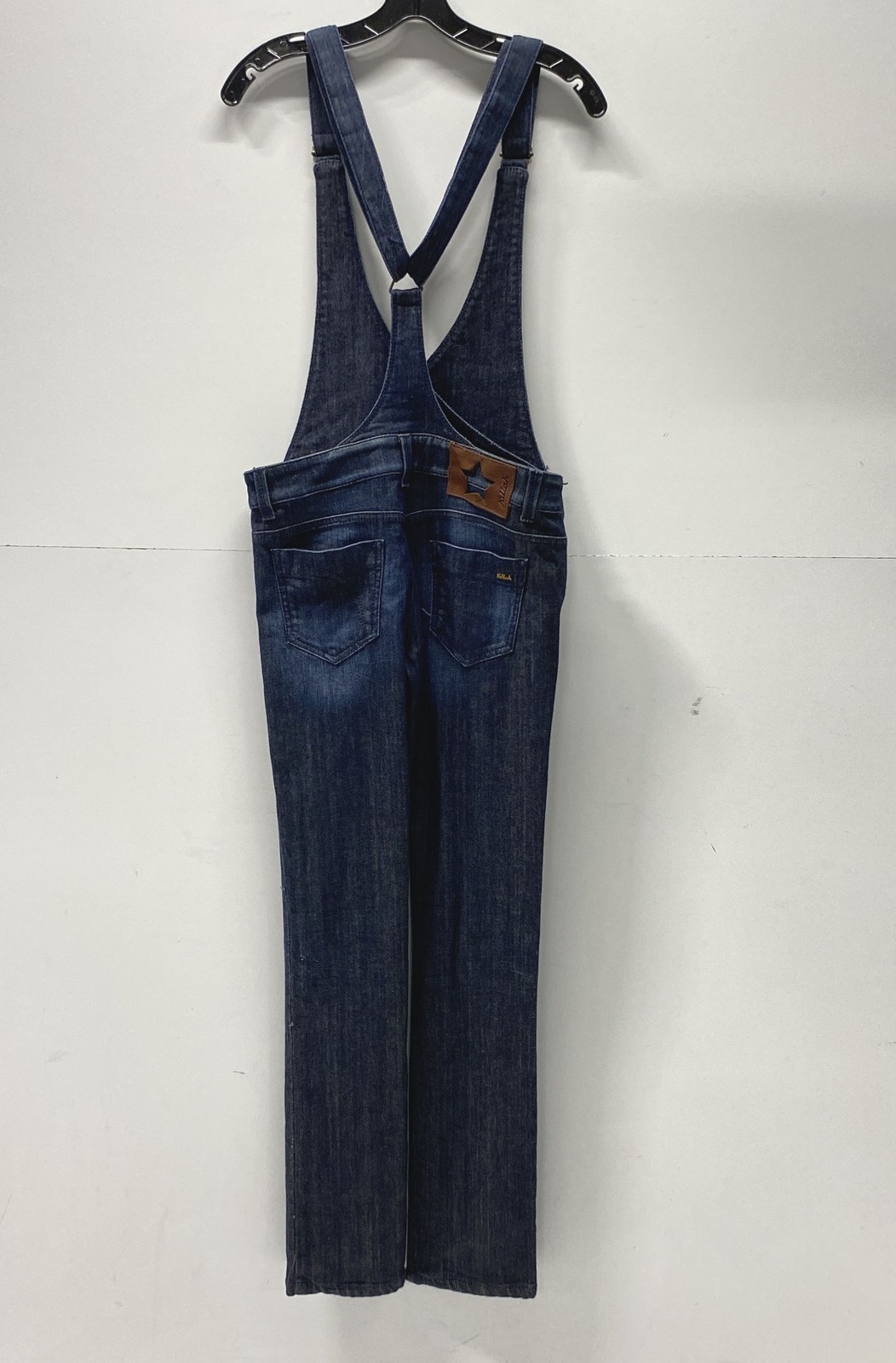 Vintage Y2K Killah Women’s Dark Wash Blue Denim Crossover Bib Overalls Size 28