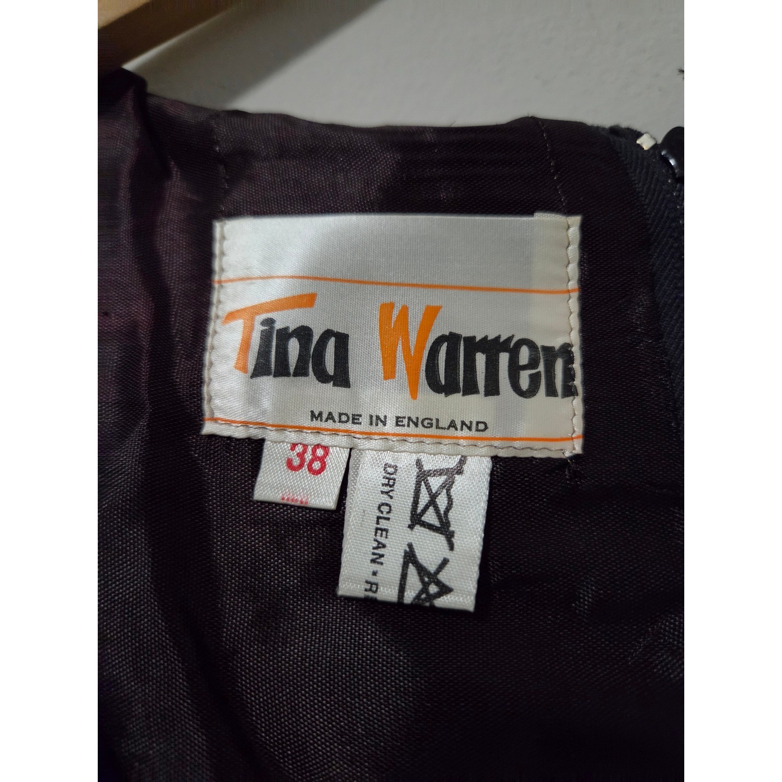 Vintage Tina Warren Black Sequin Trim Maxi Dress Made in England Size 38 Gown