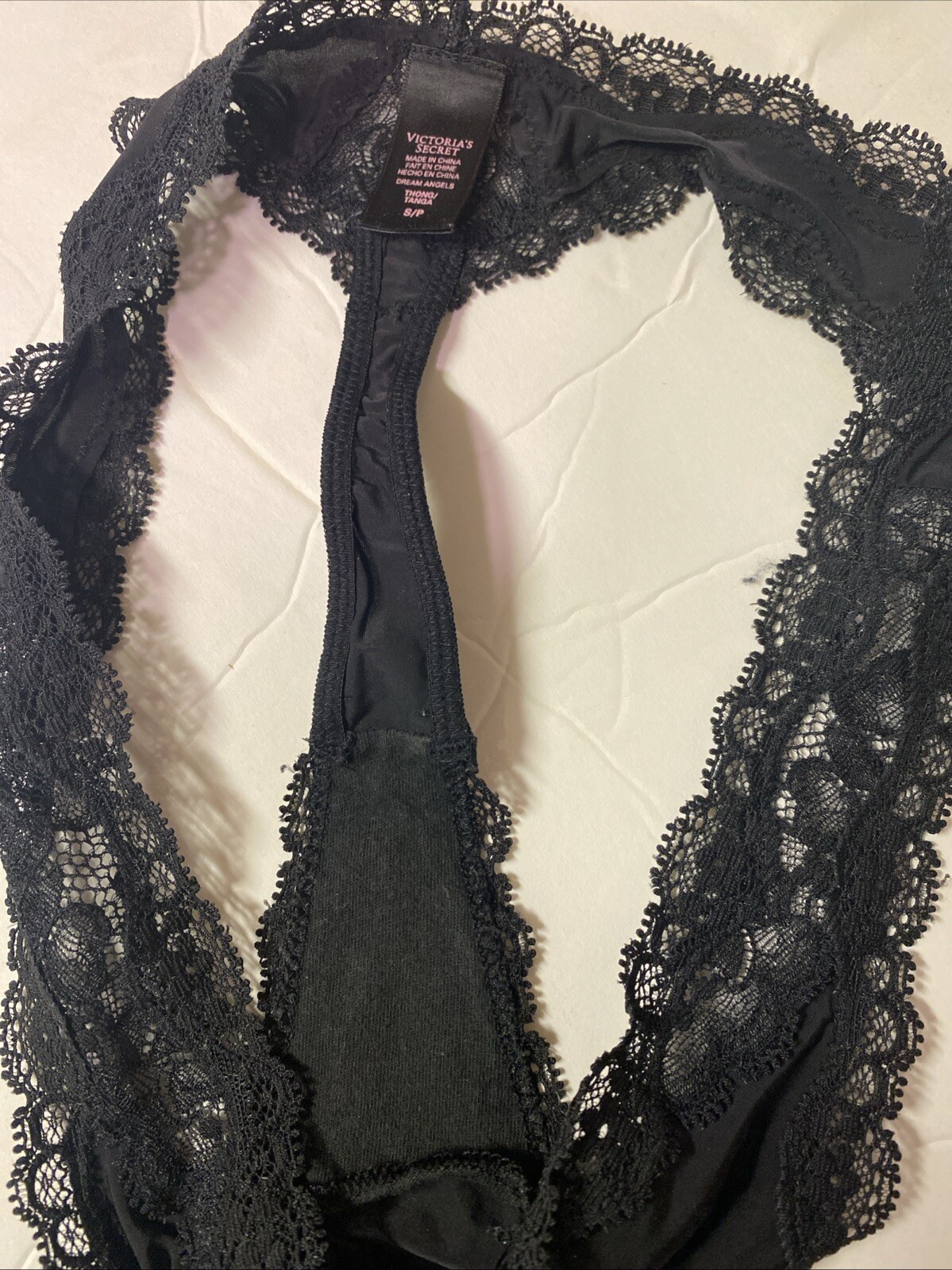 Vintage Victoria’s Secret Panties Thong/Tanga Black Small Nylon Elastane Panty