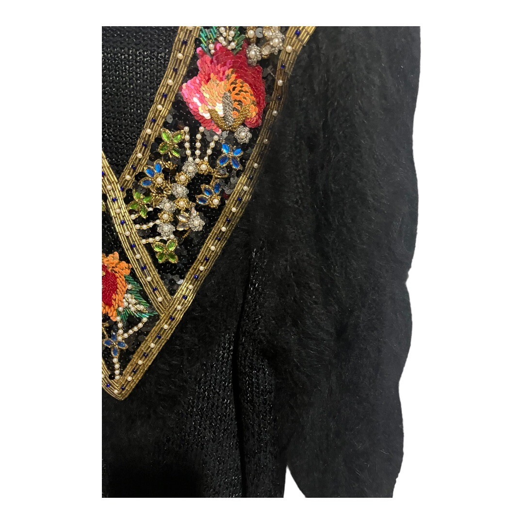 Vintage Side Effects Sequin And Beaded Angora Sweater