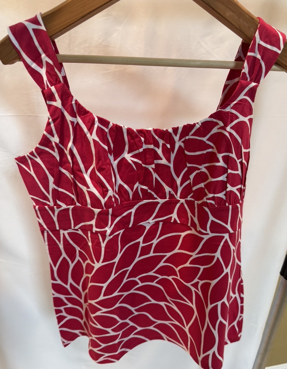 Ann Taylor Vintage Sleeveless Shirt Pink/White Jungle Print Size XL