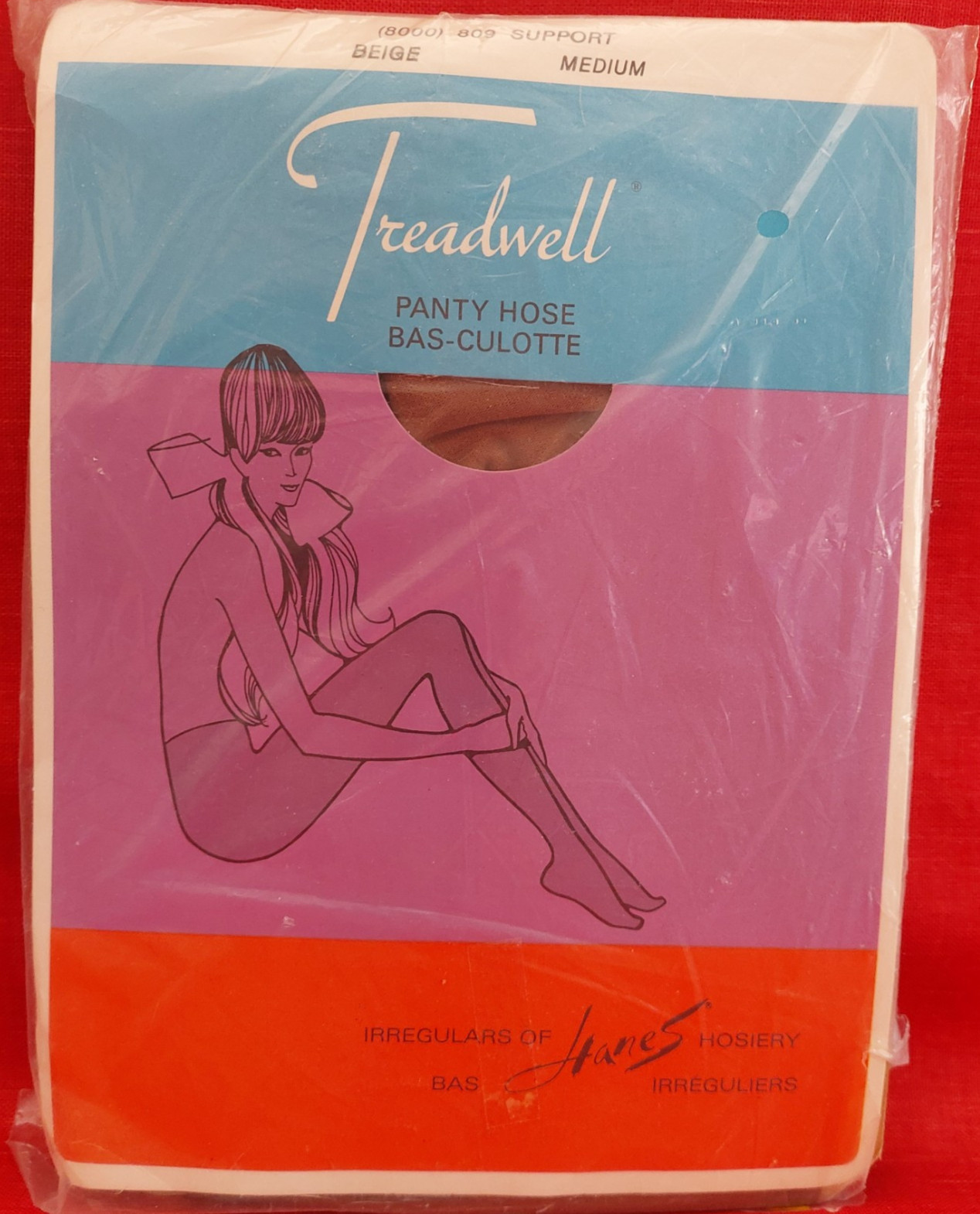 Vintage Pantyhose Treadwell Support Color Beige Size Medium BHAN01