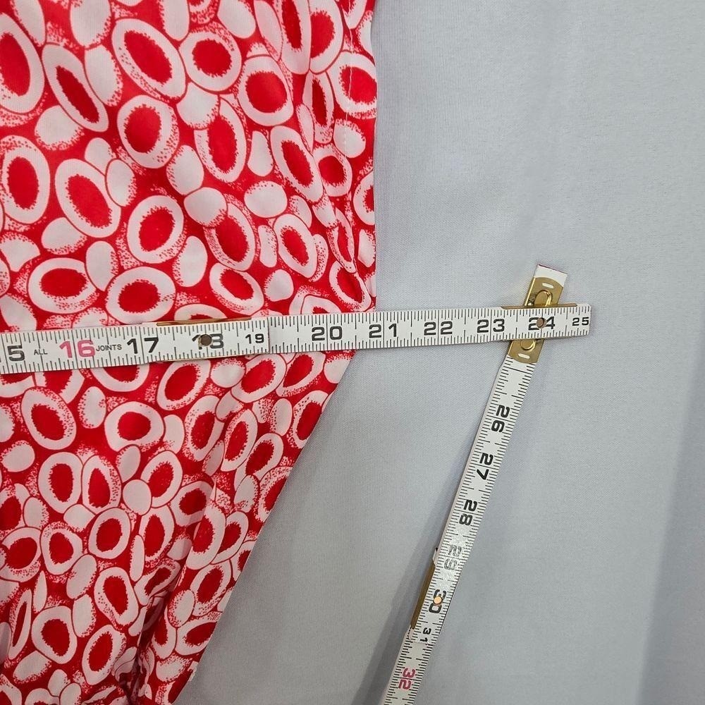 Haband For Her Vintage Red White Geometric Circle Print Midi Dress Womens XL
