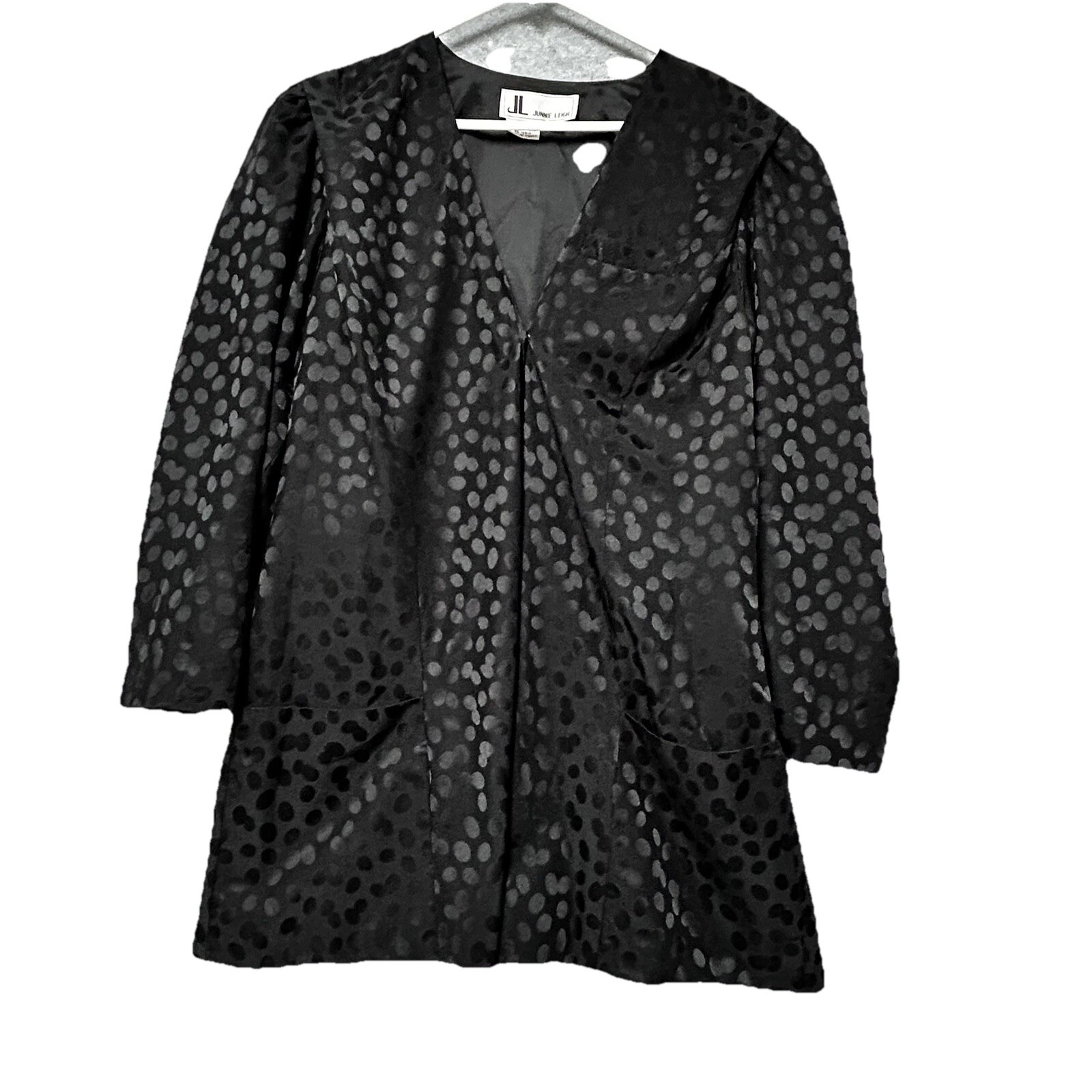 Vintage JUNNIE LEIGH Jacket Lined Sz 10 Shoulder Pads Black Classic READ
