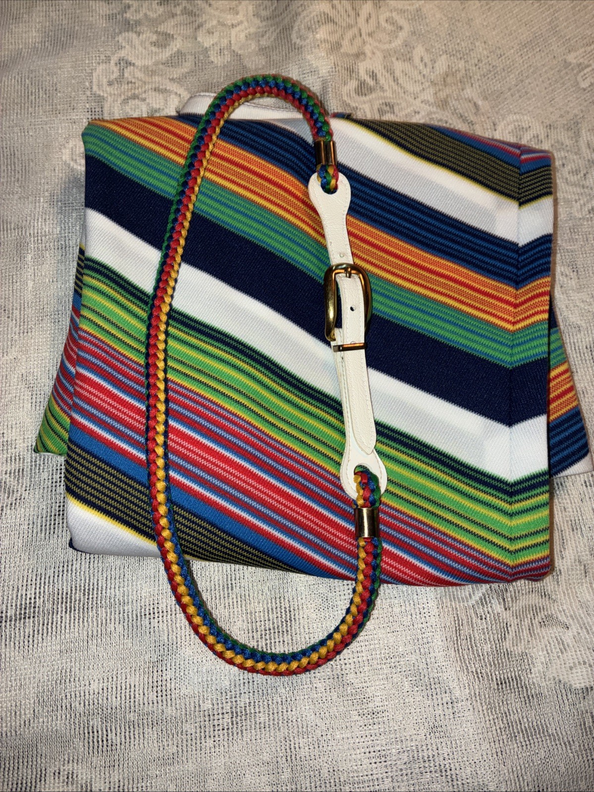 Vintage 70s Tomboy of California? Retro Rainbow Stripe A Line Mini Skirt