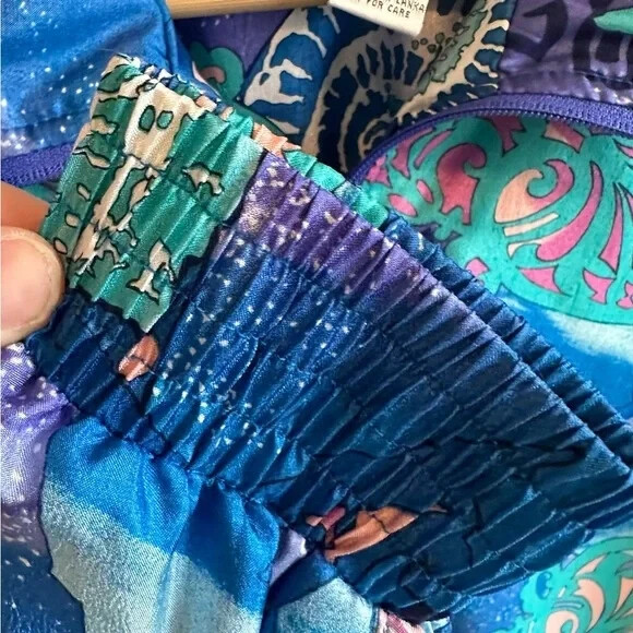 Vintage Lavon by Cheerful Corp Seashell Starts Blue Purple Green Track Jacket M