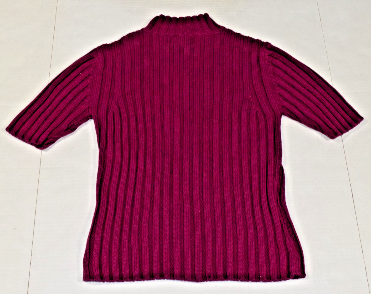 Vintage St Johns Bay Sweater Top Size M 90s Fuchsia Pink Ribbed Cotton