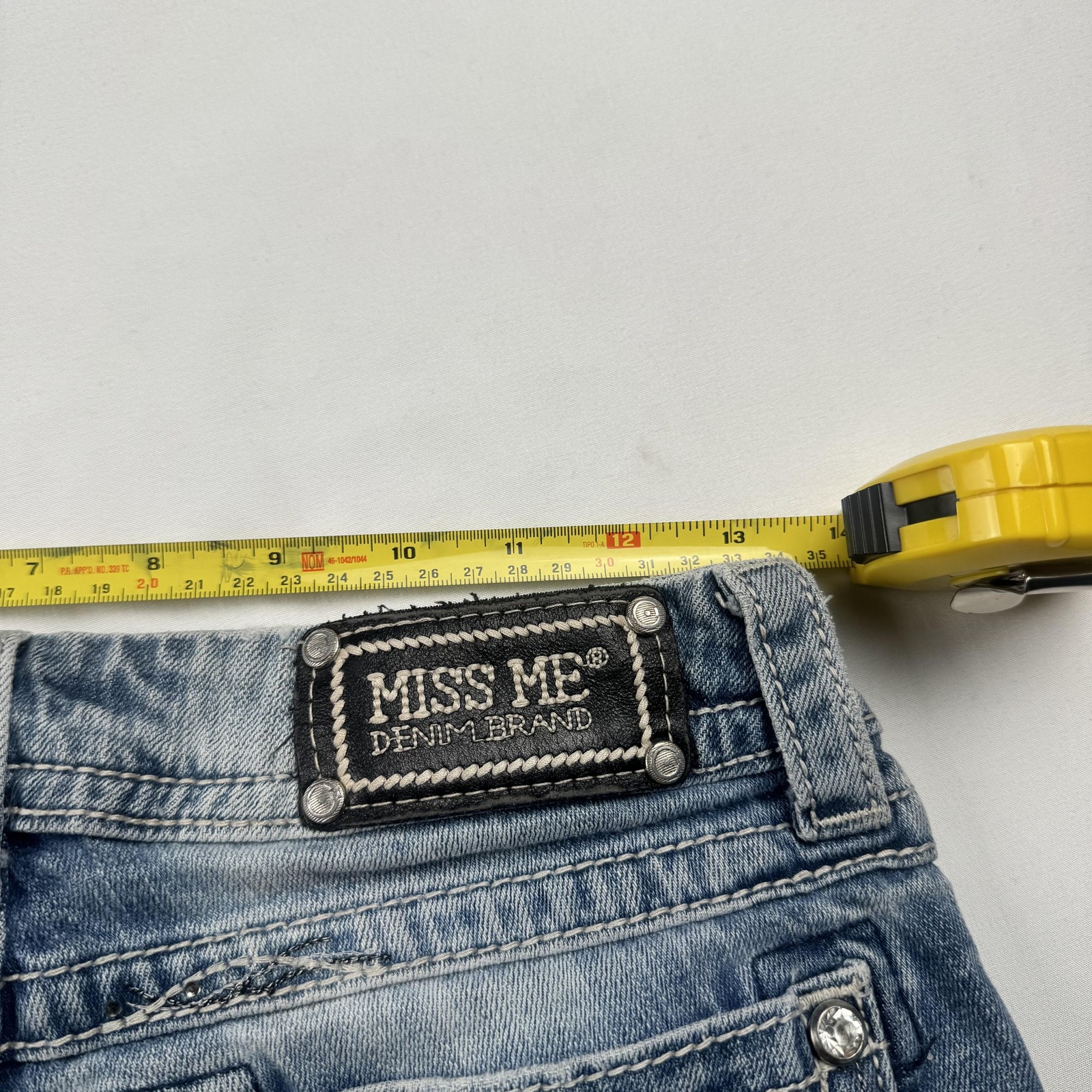 Miss Me Denim Shorts Womens 27 Blue Rolled Cuff Embellished Pockets Casual