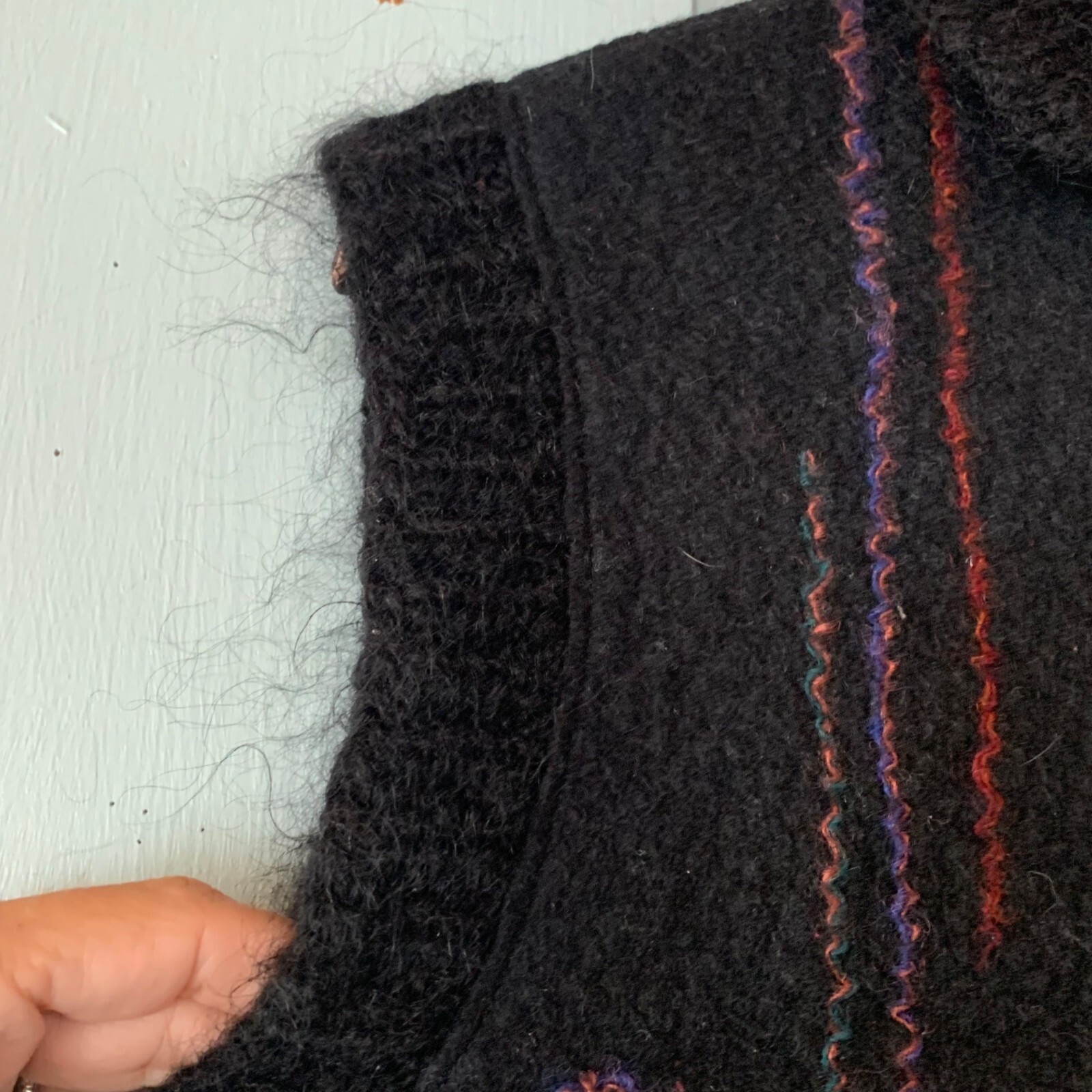 Vintage Romlin Designs Art to Wear Wool Vest M Lopez Island Felted Black Purple