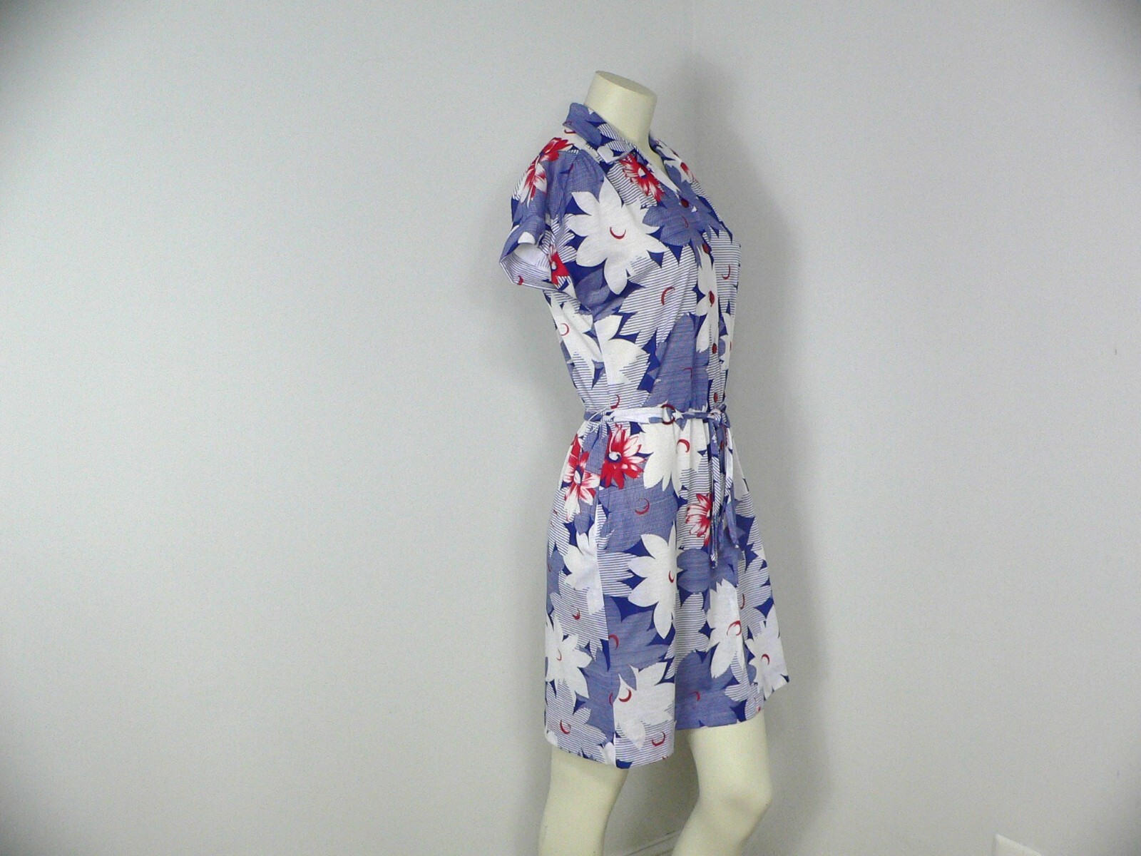 Vintage 1960’s – 70’s A Nancy Frock Red, White, Blue Flower Summer Dress