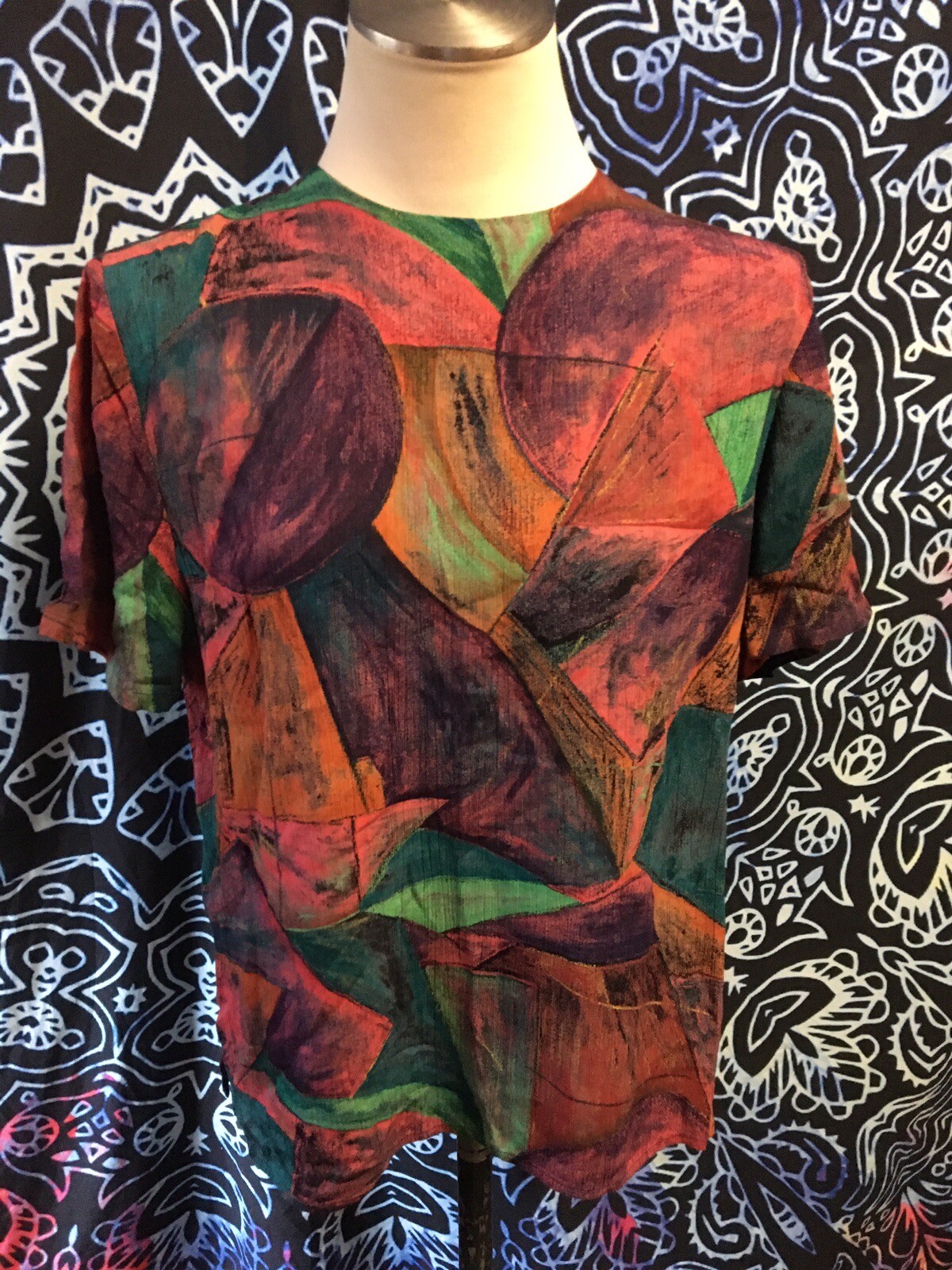 VINTAGE Pierre Lamonte Shirt Women size 10 90’s artsy colorful painterly