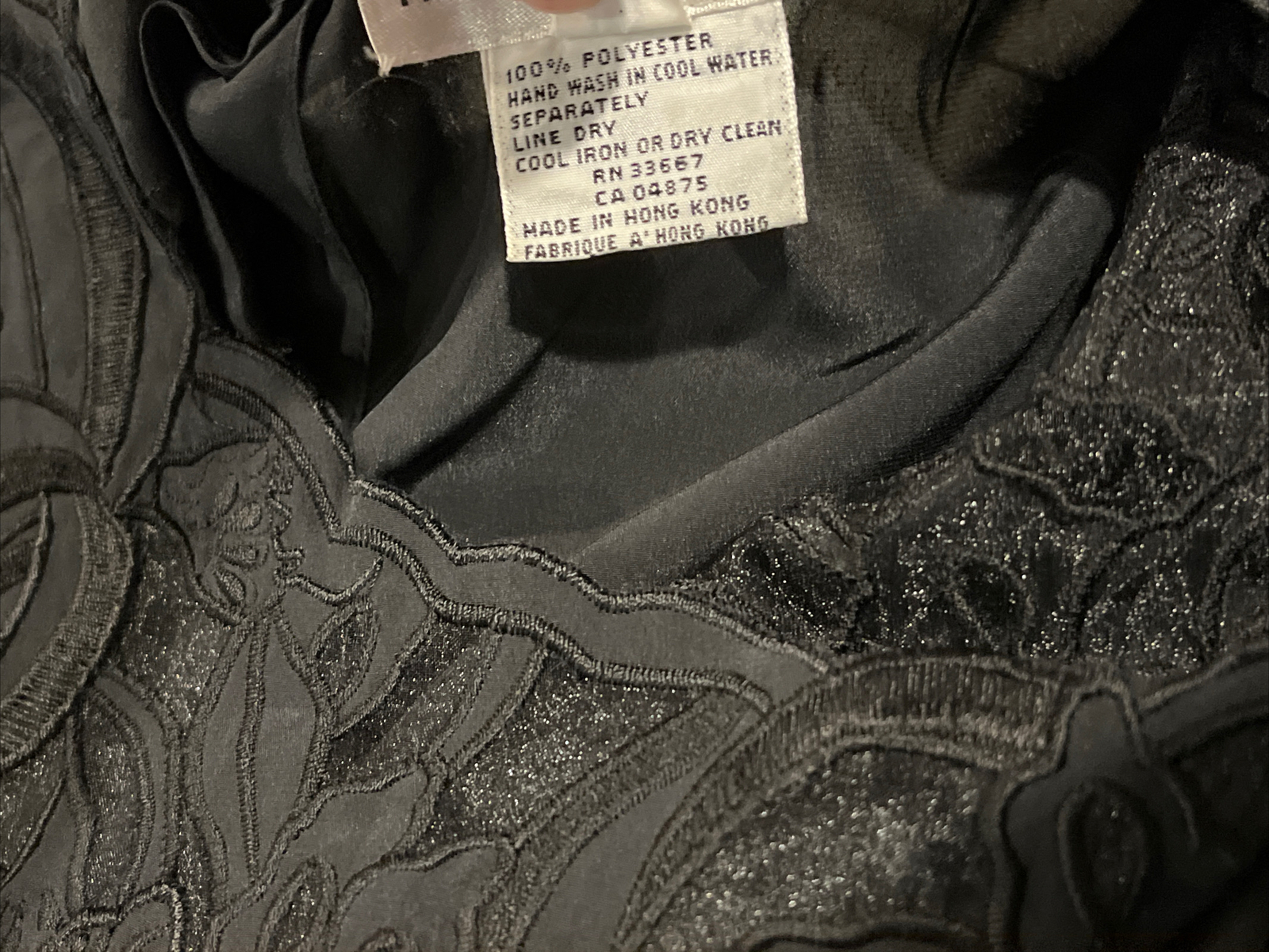 Regina Porter Vintage Black Blouse W/ Embroidery Size 14 NICE
