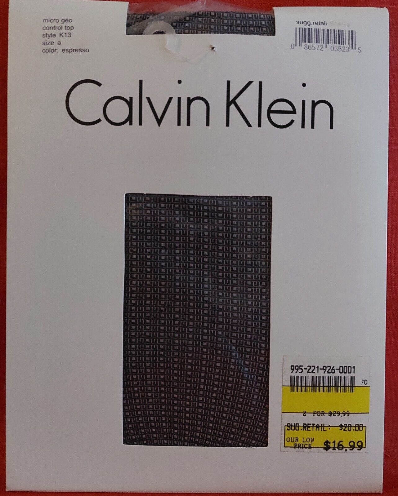 UNIQUE CALVIN KLEIN PANTYHOSE CONTROL TOP TIGHTS COLOR ESPRESSO SIZE A BONT1