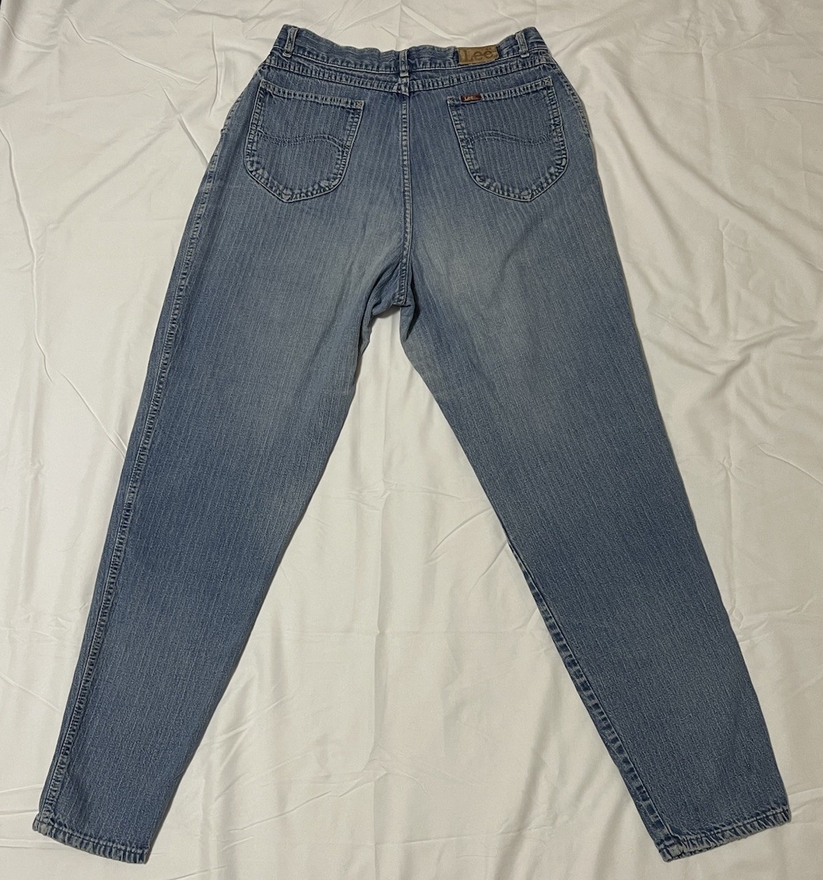 Vtg 80s Lee Riders Pinstripe Jeans High Waisted Union Made USA Mom Denim 16