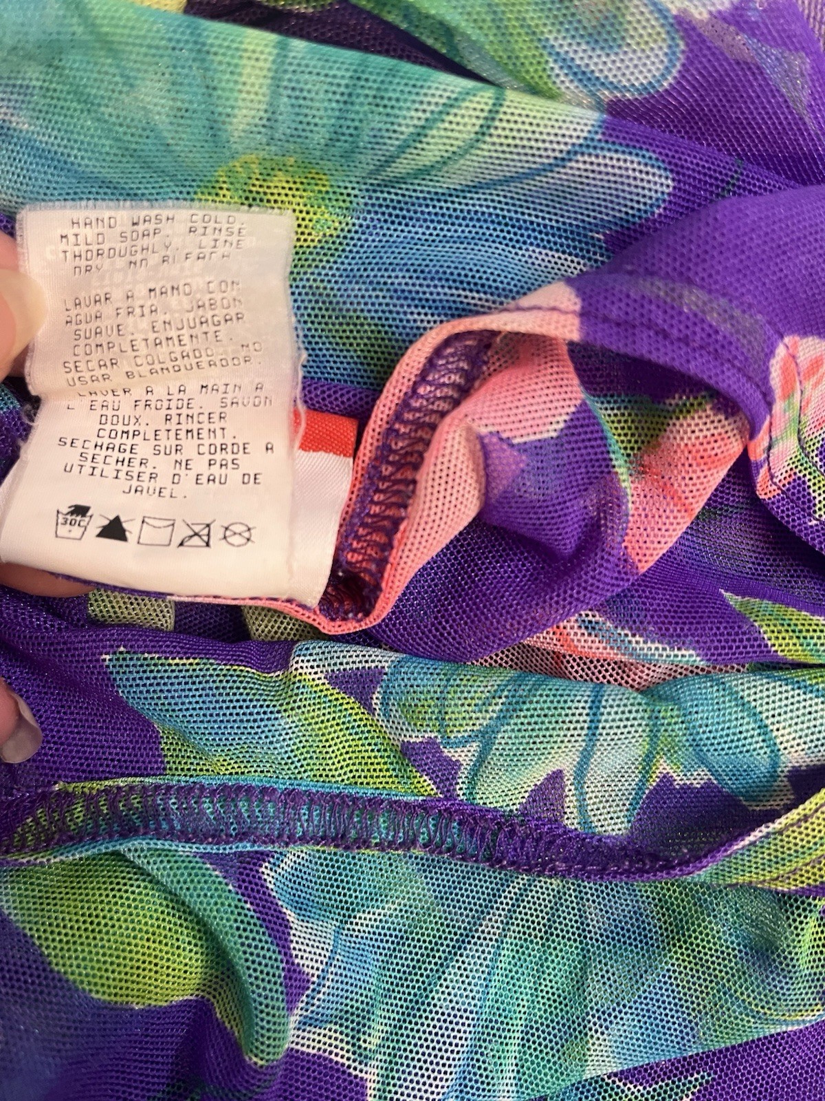 Rare 90s Cole of California Sheer Floral Mesh Babydoll Swim Cover-Up Dress Y2K