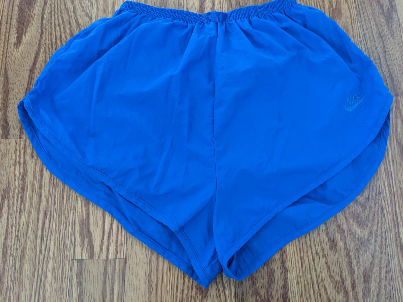 Womens 80s 90s vintage Nike running high rise shorts blue key pocket Short XS