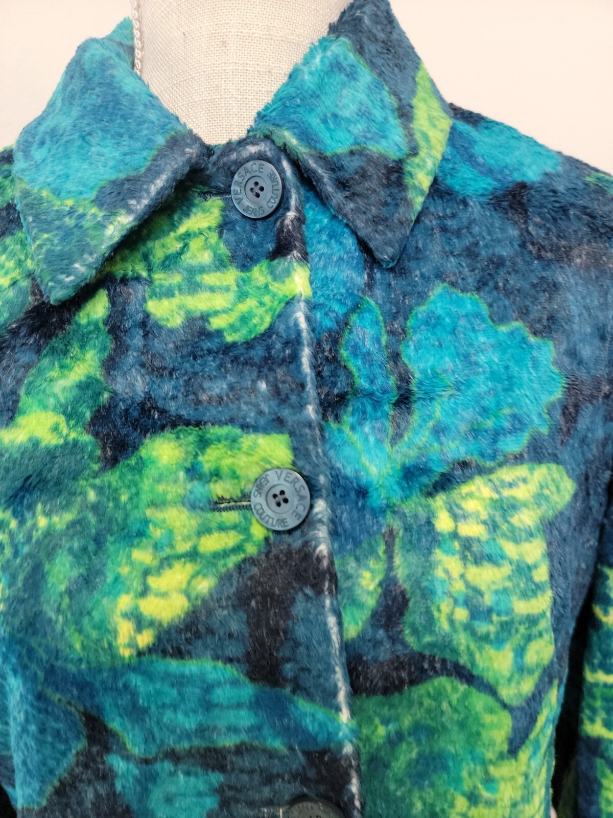 VTG ’90 Versace Jeans Couture Ittierre Plush Coat Made In Italy Size M