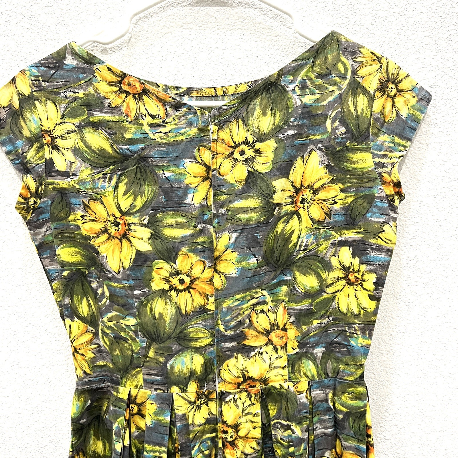 Vintage Handmade Hawaiian Floral Sundress Retro 50s-60s Rockabilly Tiki Pinup S