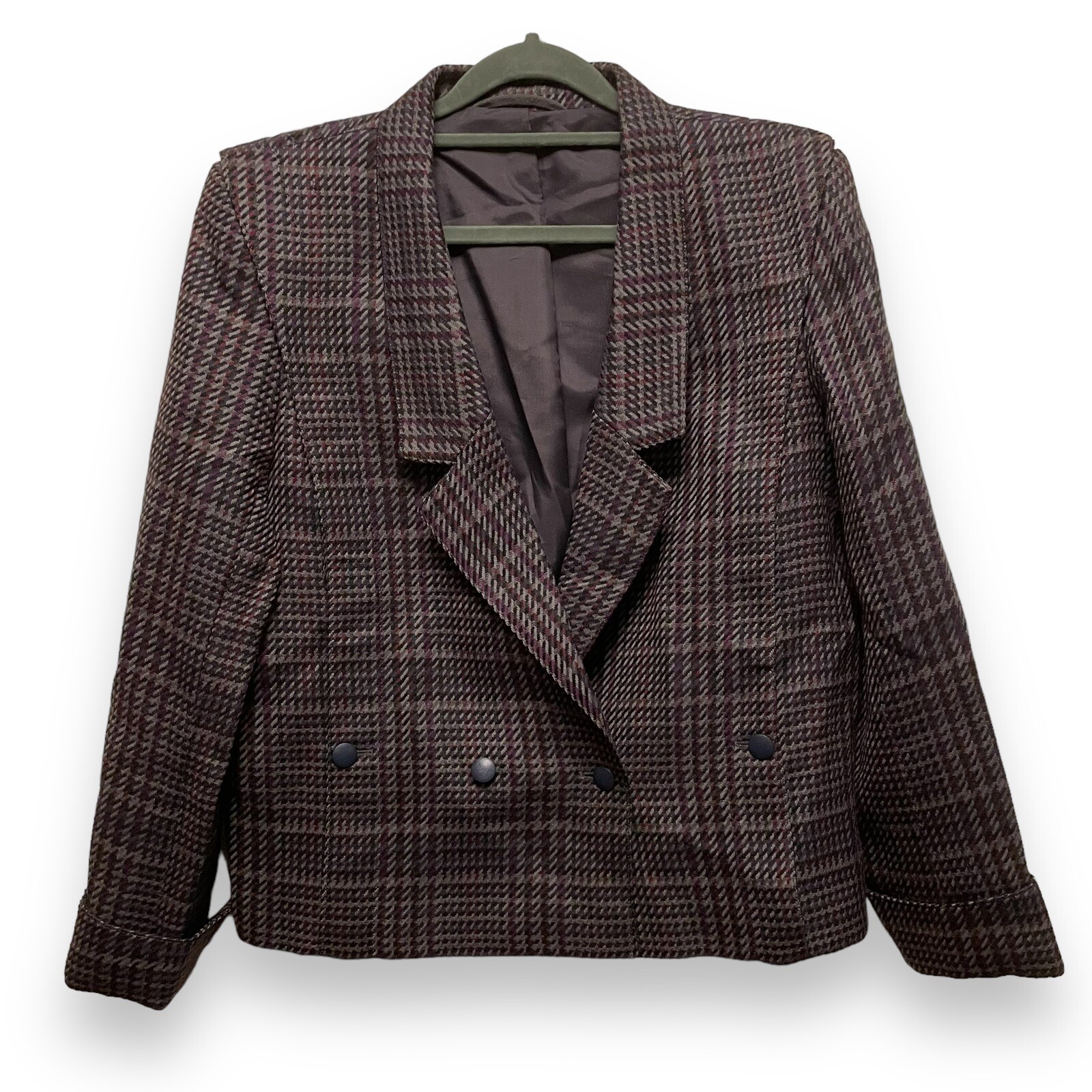 Vintage 90’s Hyphen Blazer Pattern Gray Maroon Purple Green Women’s Size 14