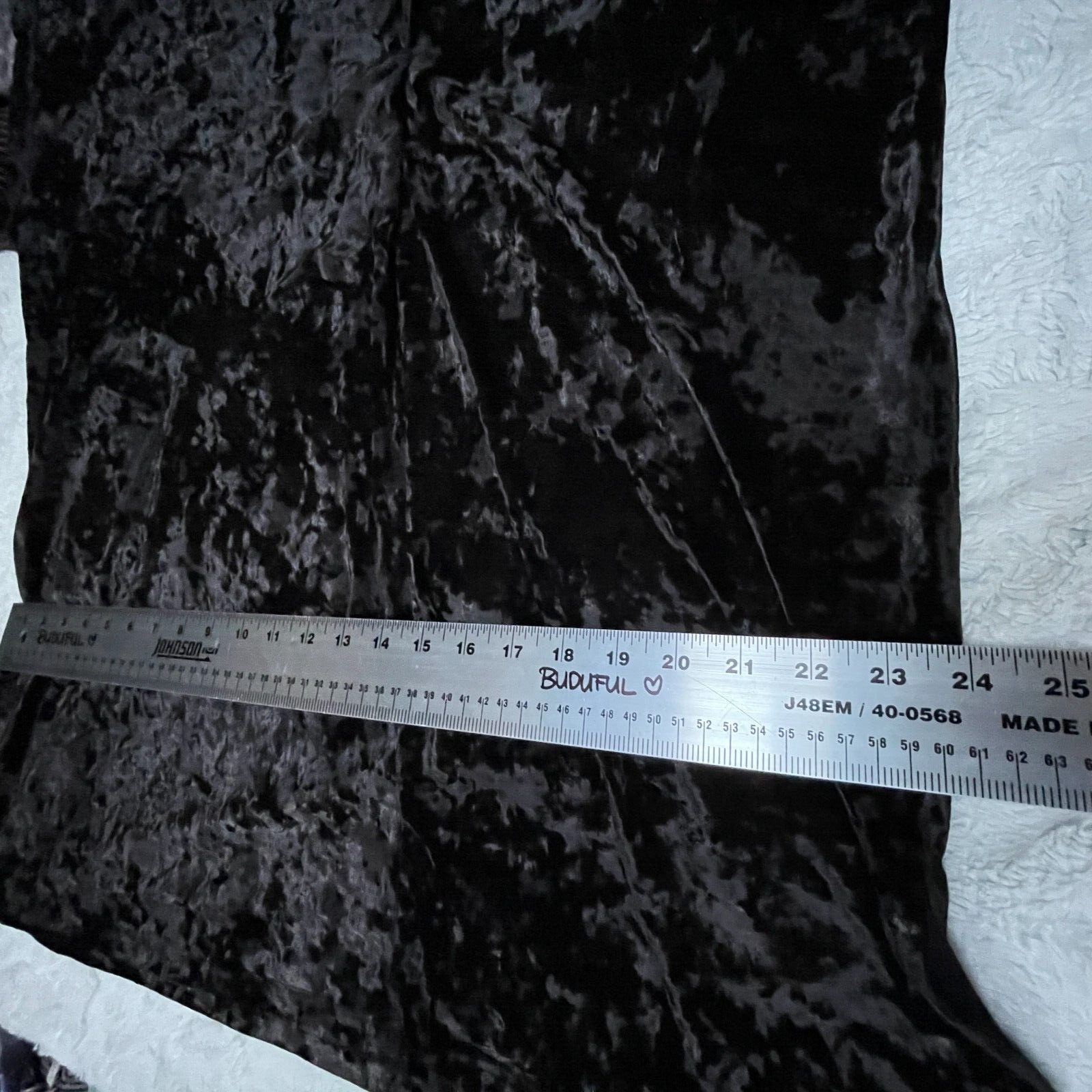 Tape Measure Womens Tunic Top Blouse Cowl Neck Long Sleeve Velvet large Black