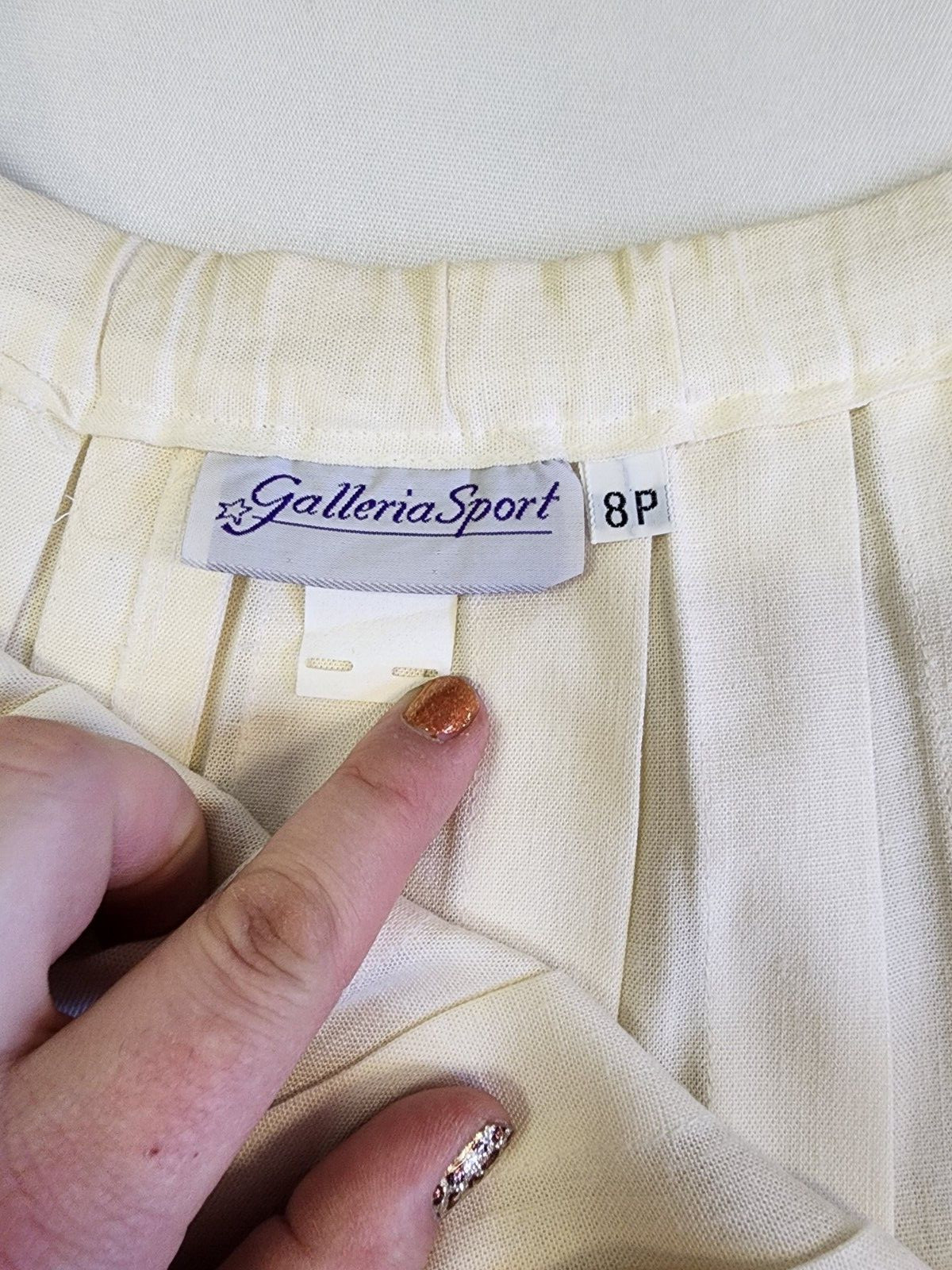 Galleria Sport Vintage Petite 8P Rayon Linen Pleated Side Zip Midi Geek Granny