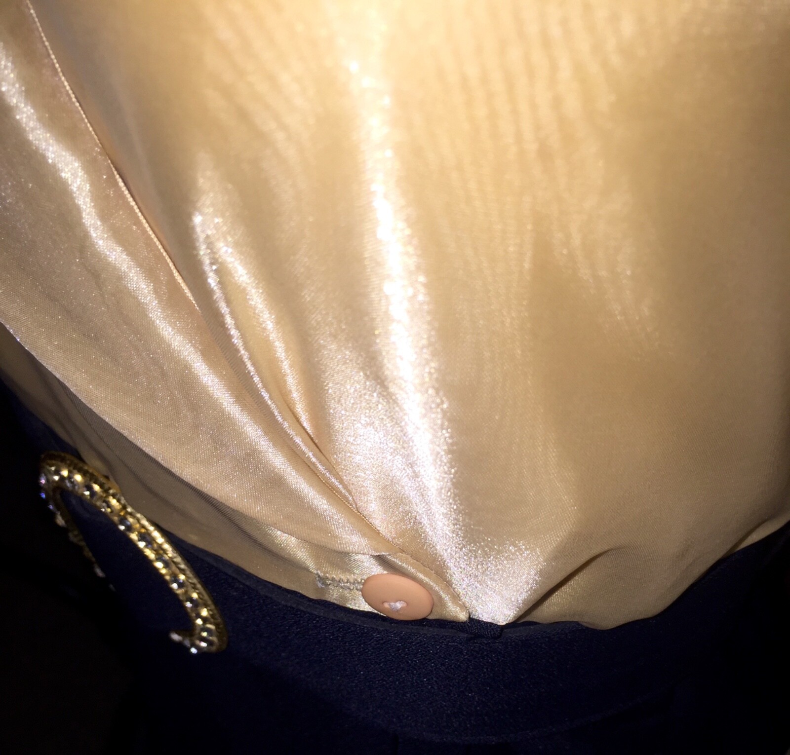J.R. Nites by Caliendo black & sheer gold jumpsuit formal rhinestone belt 4