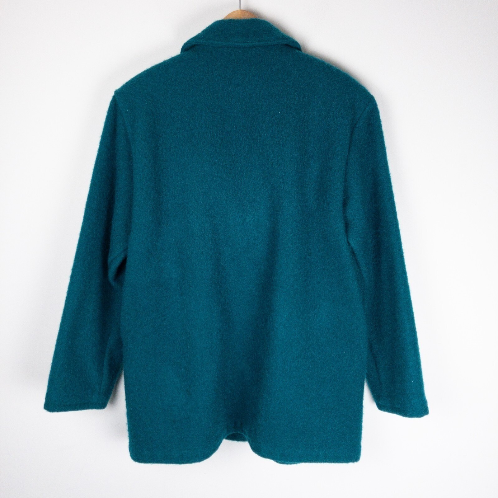 Woolrich Wool Coat Womens M Teal Blue Vintage Made in USA Button Front Jacket