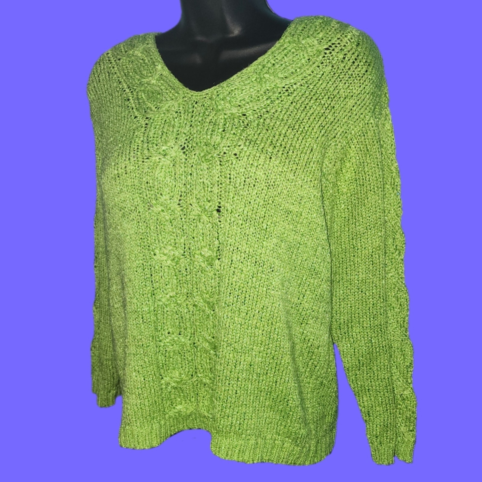 VINTAGE 80’s FIA ITALIA Women’s Lime Green Pullover Sweater Small