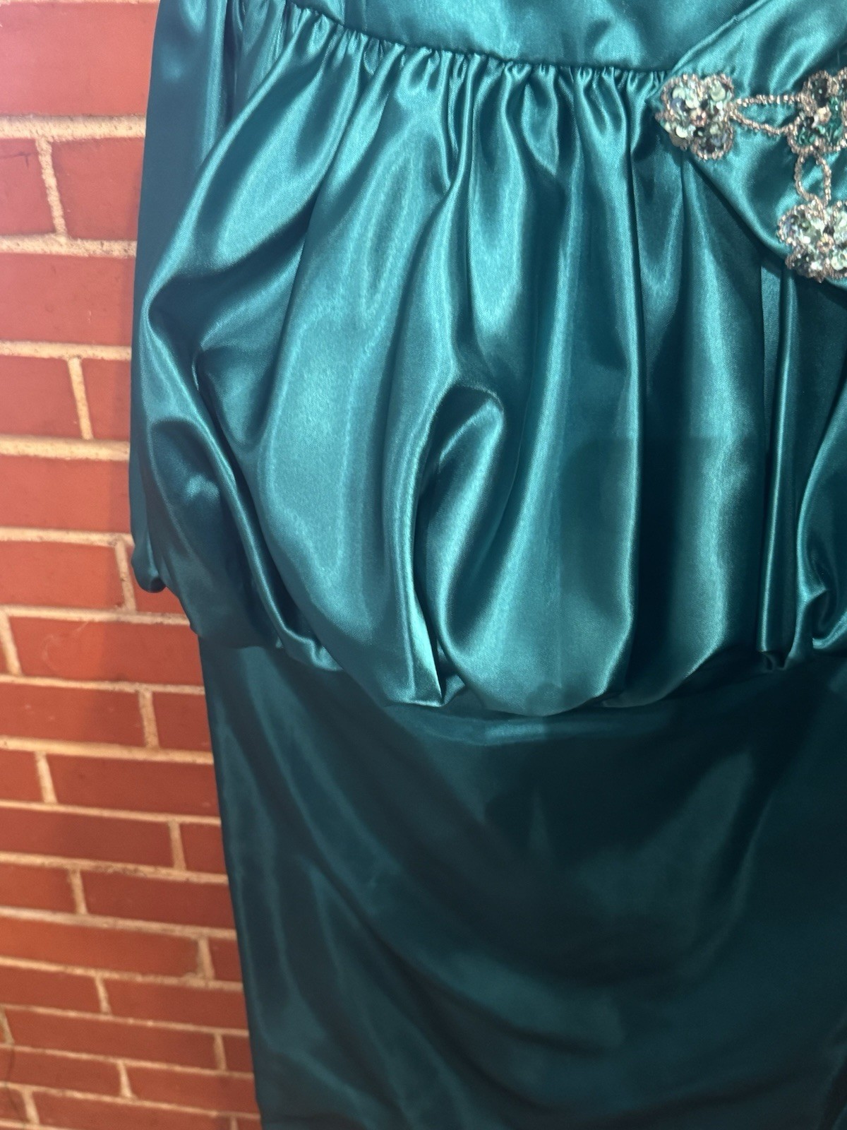 Vtg 80’s Mike Benet Teal Sequined Bow Party Prom Dress Sz 14 Halloween Holiday