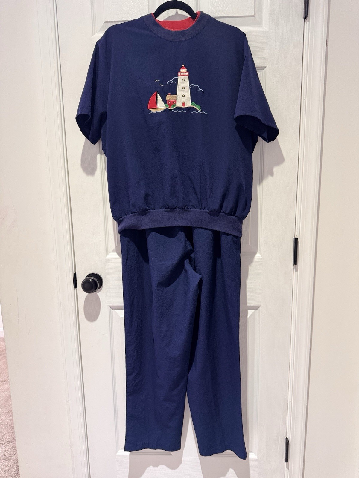 Vintage 90s BonWorth Nautical Lighthouse 2-Piece Lounge Set – Navy Blue Size L