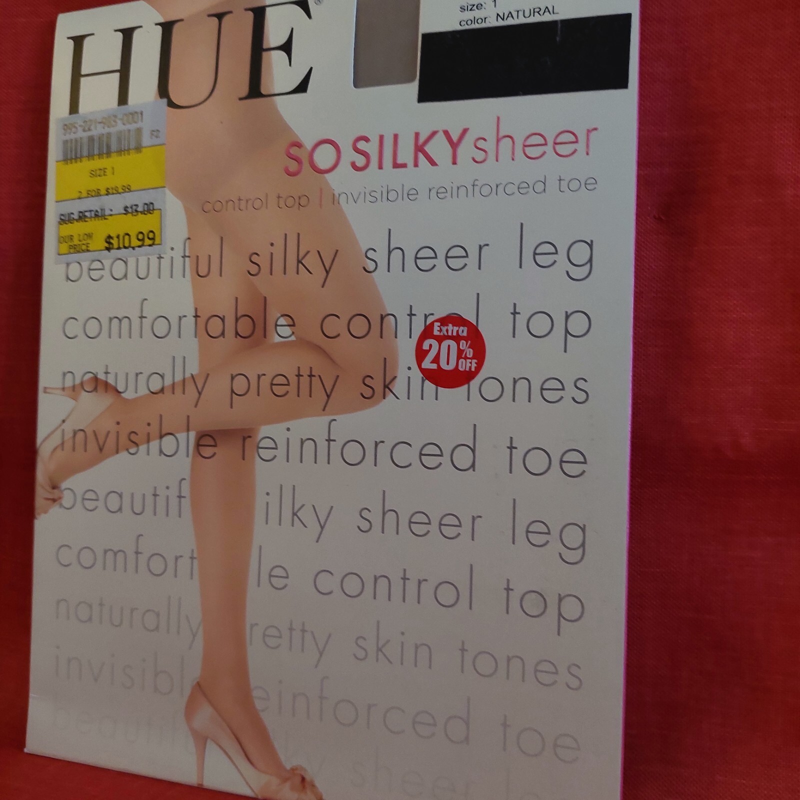 Vintage Pantyhose HUE So Silky Sheer Invisible Reinforced Natural Size 1 BONT1