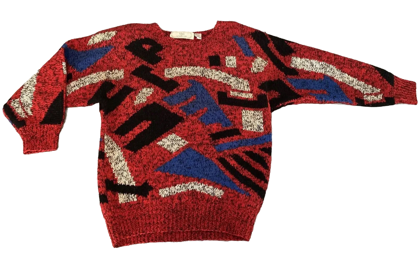 S.S.G. Catharine Lover size M Red wool/cotton retro 80s Vtg Sweater