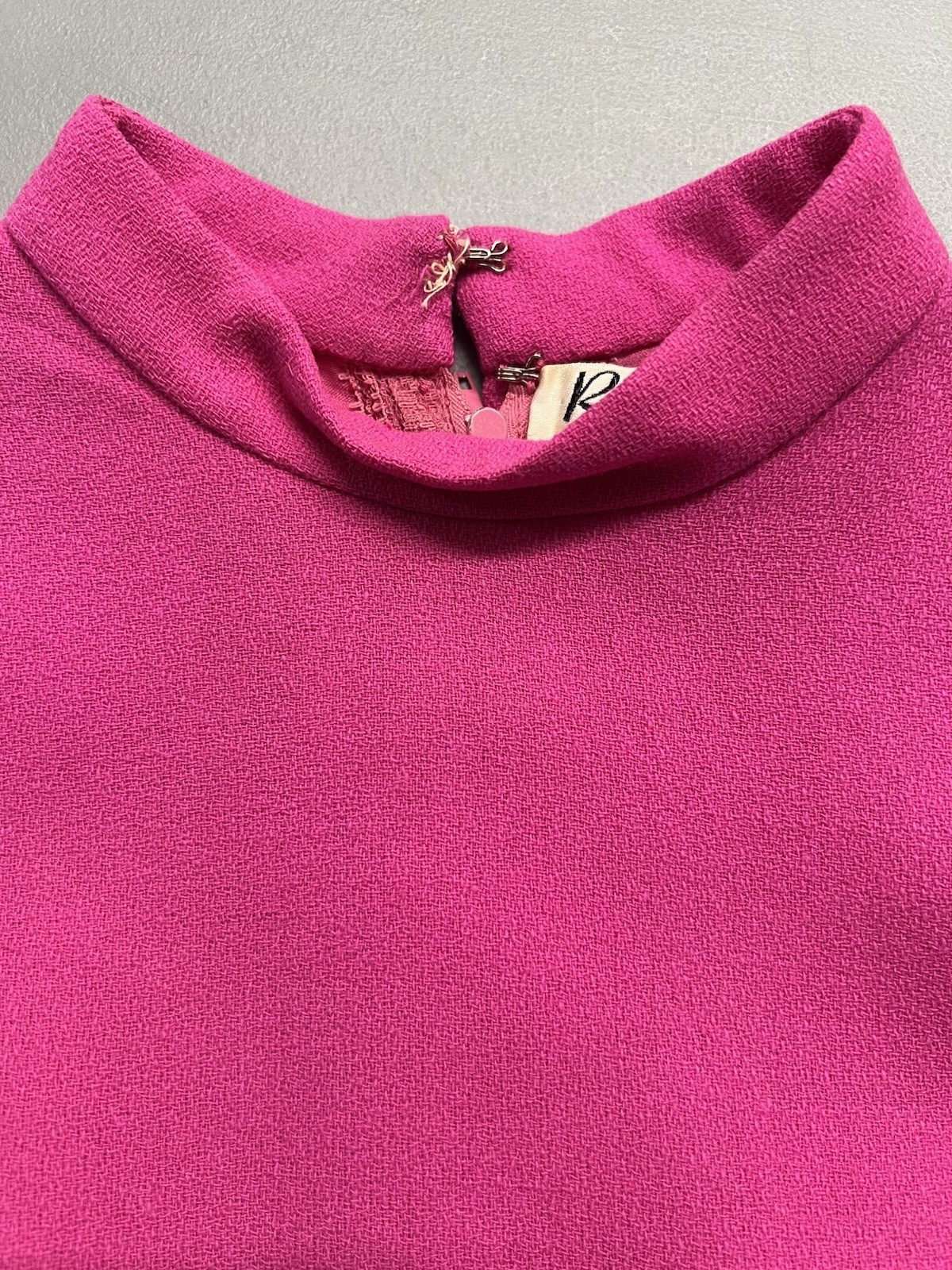 006 1960s Psychedelic long sleeve dress, magenta multi Rebecca size S VG!