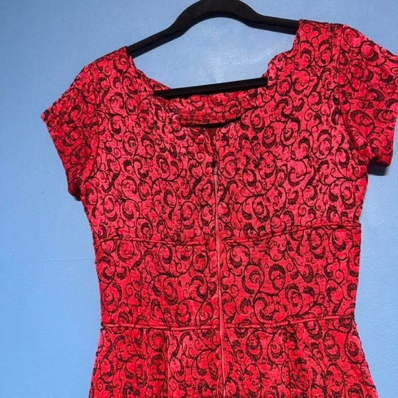 Vintage 40s 50s Pencil Dress Women’s Size Medium Red Black Union Made Femme Twee