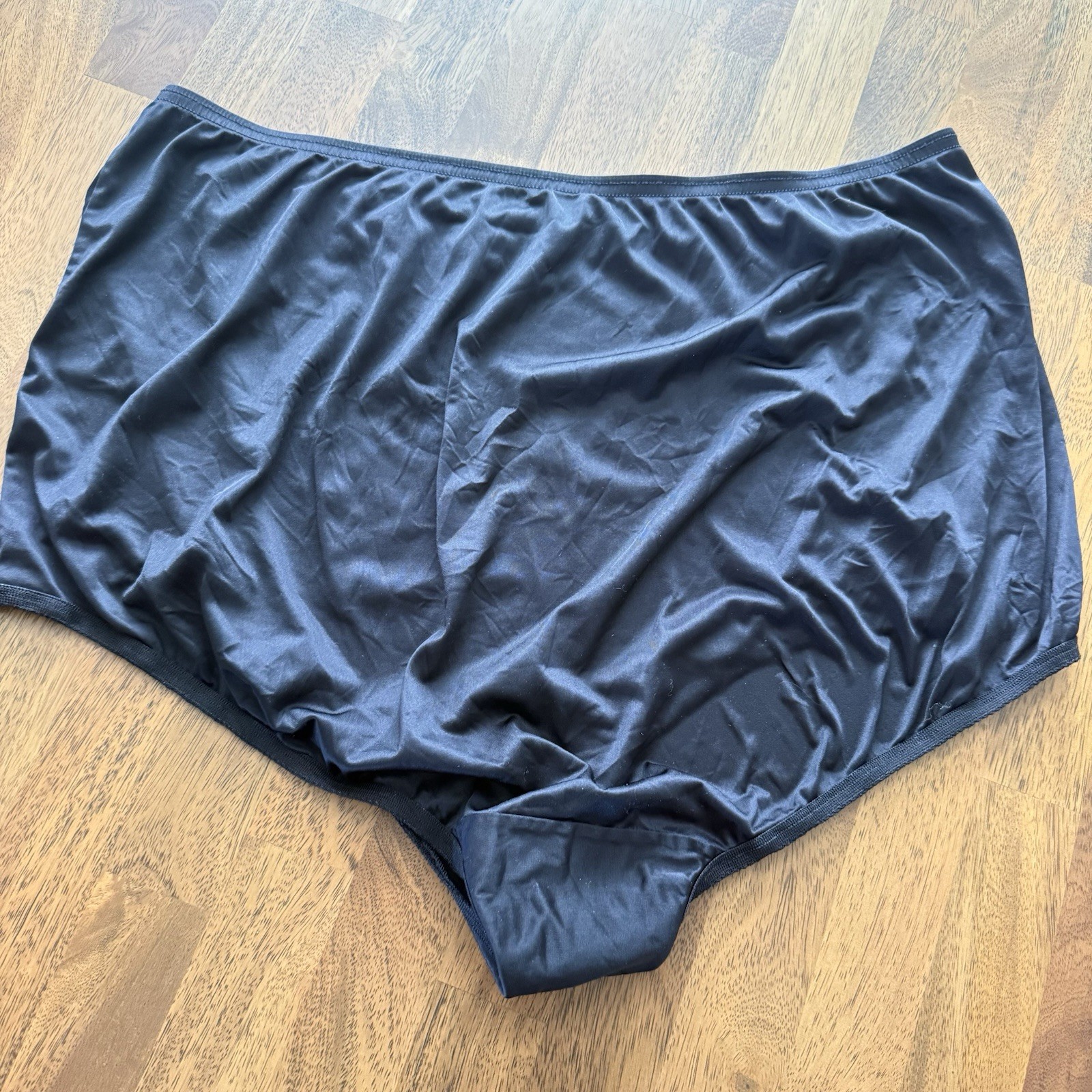 Vtg Vanity Fair Panties Briefs Size 10 3XL Black Nylon Granny Satin Sissy Satin
