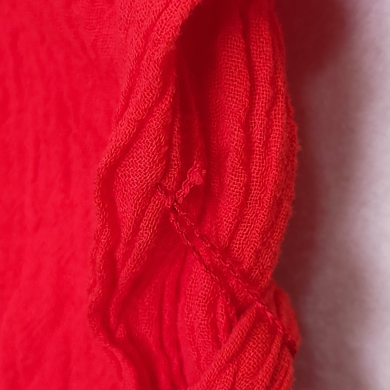 Vintage Cal Jogs Red Cold Shoulder Gauze Peplum Top Tie Waist Medium