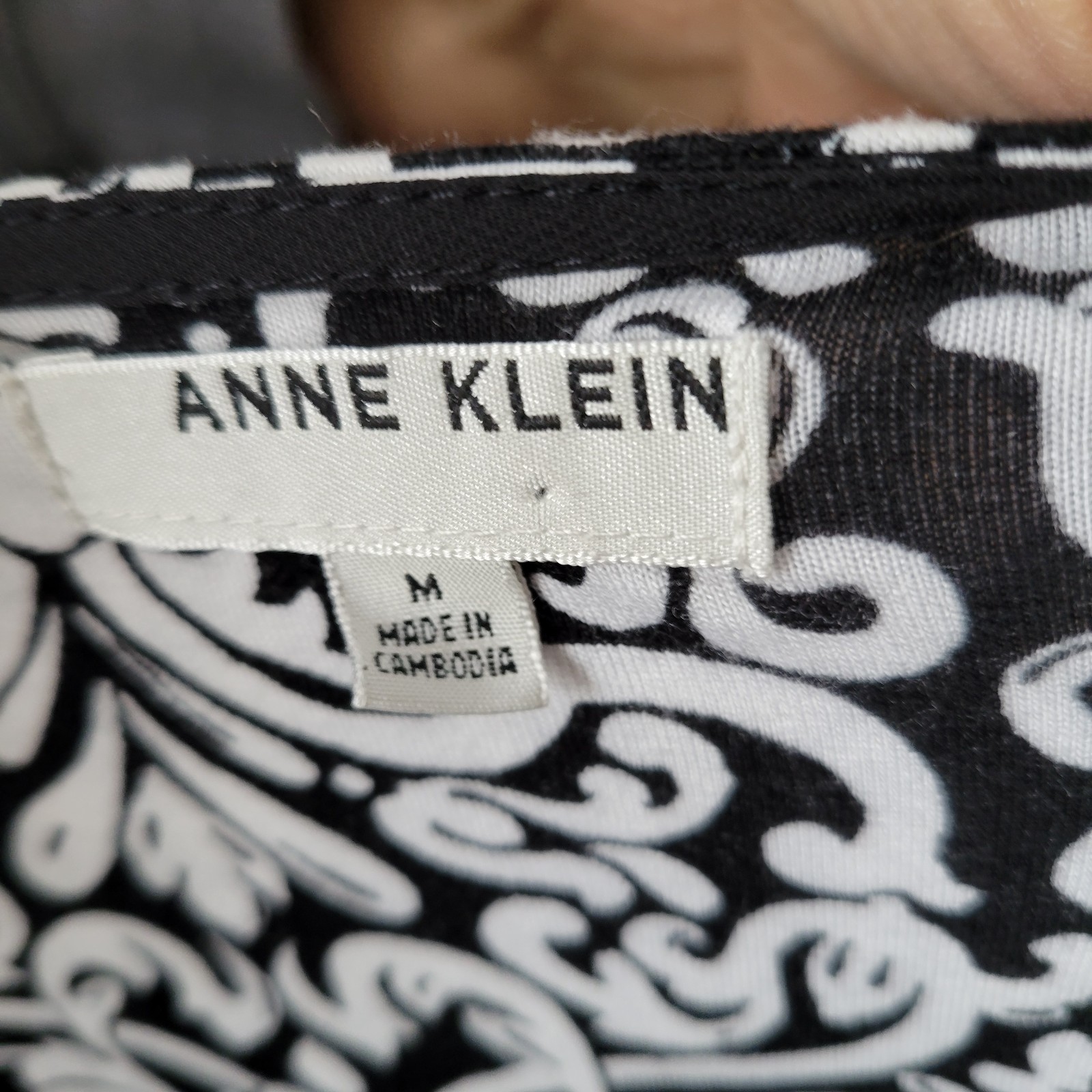Anne Klein Dress Nightgown B/W chiffon trim Med Classic feminine Retro Flowy Y2k