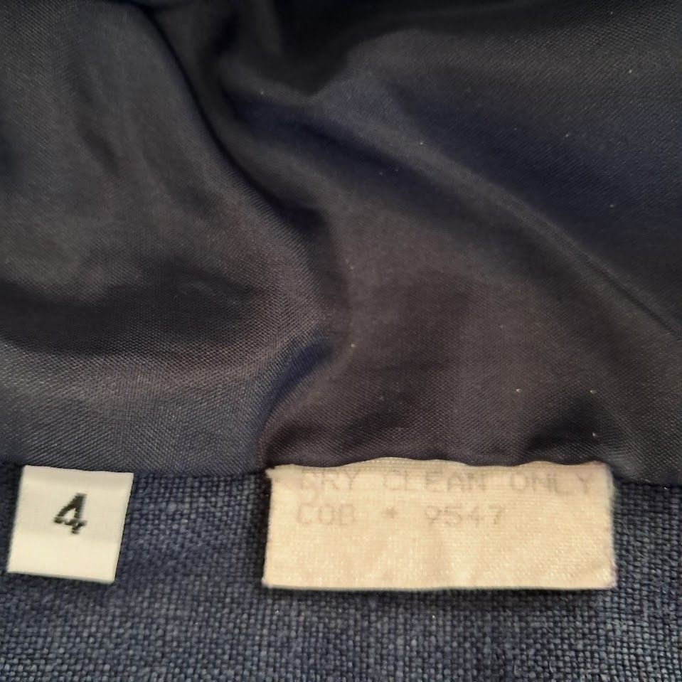International Scene 4 Vintage Blue Zip Front Linen Utility Jacket Made in Russia