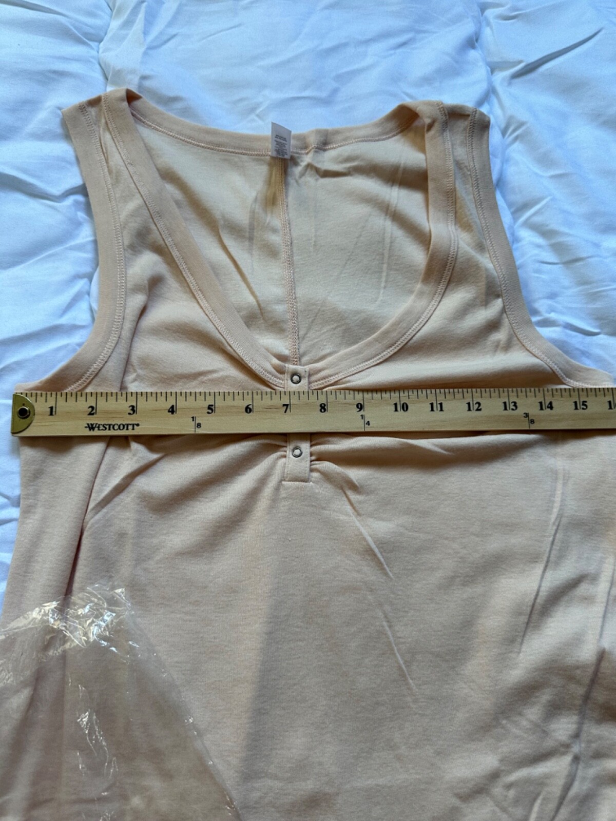 Victoria’s Secret Vintage Nude Cami Top Tank Thin Tissue Henley XL Whisper Long