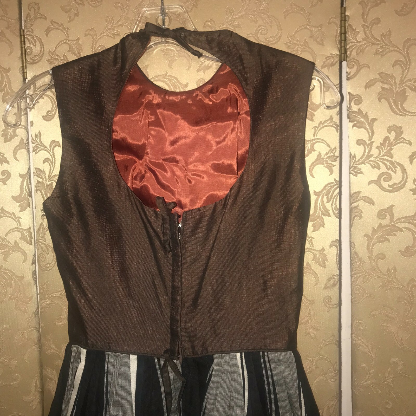Vintage Brown Multi-Color Plaid 1950s Dress 0