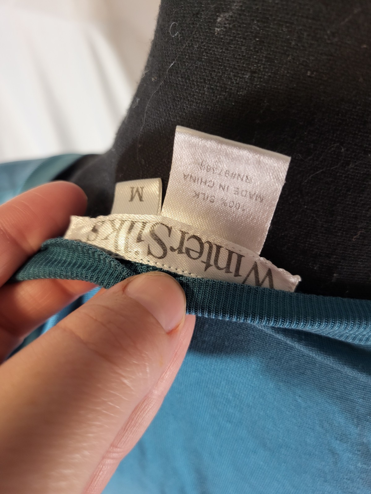 Vintage WinterSilks 100% Silk Jersey Nightgown Maxi Dress Women’s M Teal Read