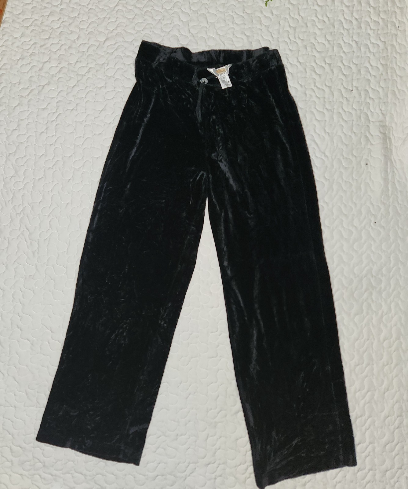 Vtg Talbots Crushed Black Velvet Pants Lounge Party Christmas Pullon wast 28 30