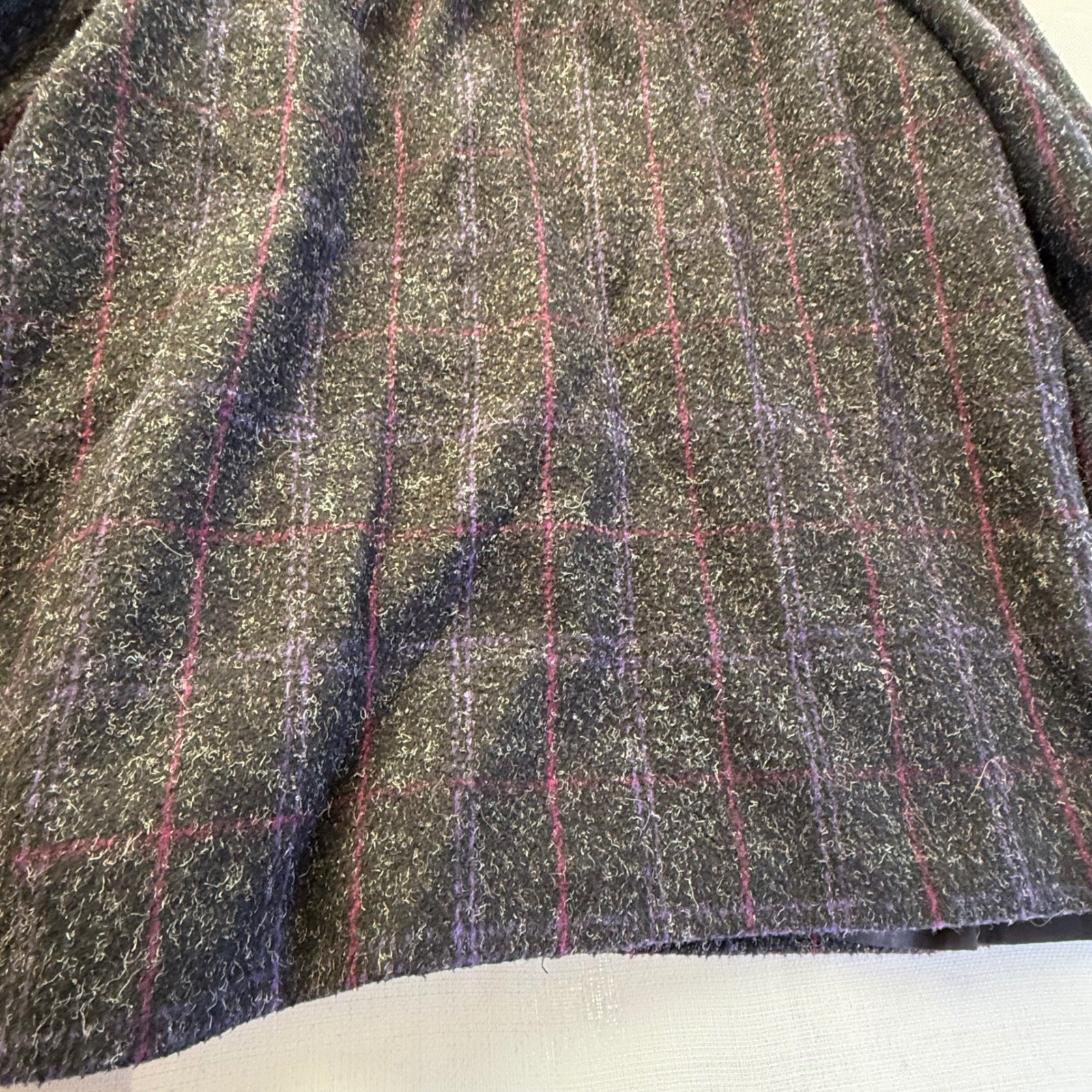 Vintage 80s Wool Plaid Blazer Coat NYC New York Girl Puff Shoulder Power Jacket