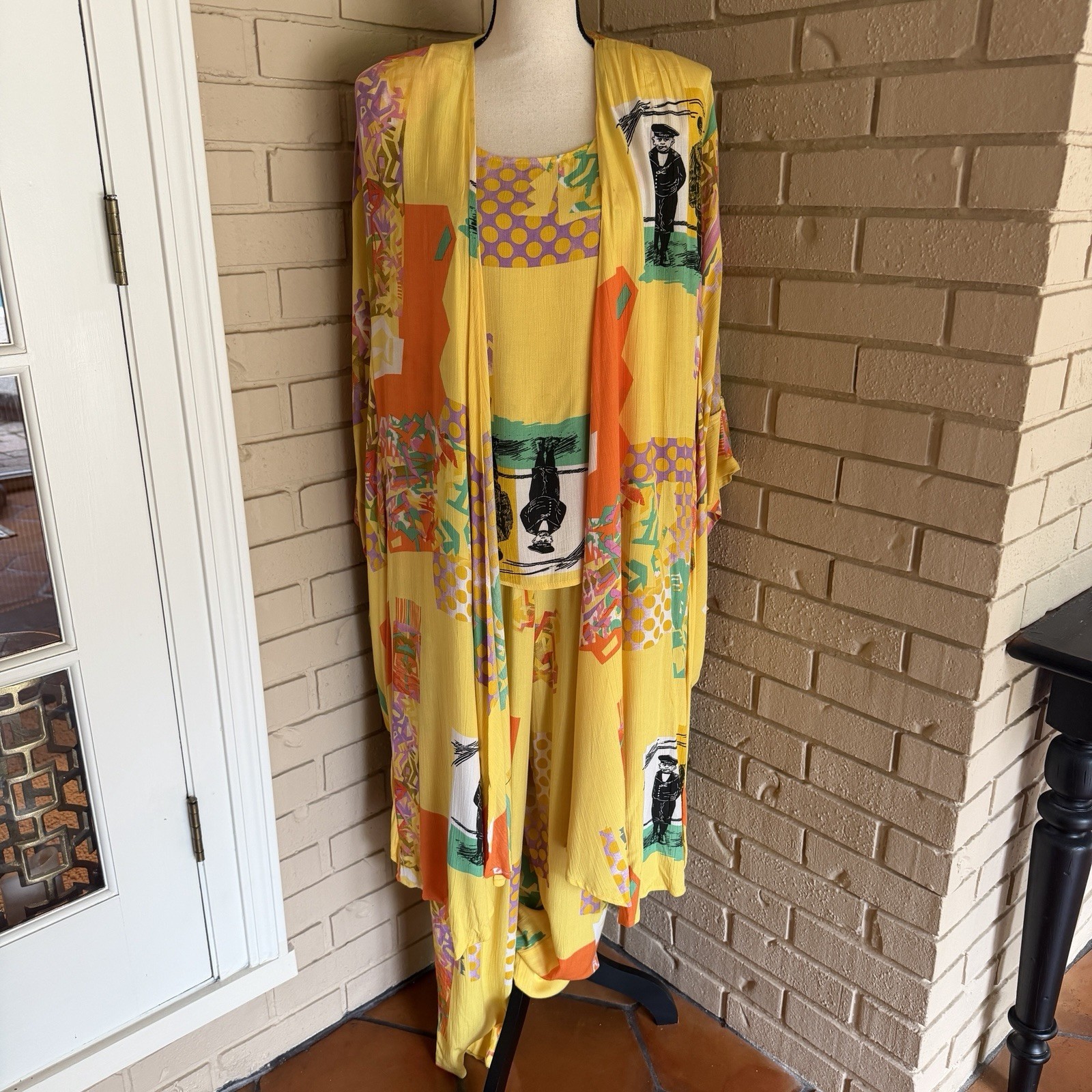Jackpot Vintage 80s Art To Wear 3 Piece Outfit Set Jacket Blouse Pants Lagenlook