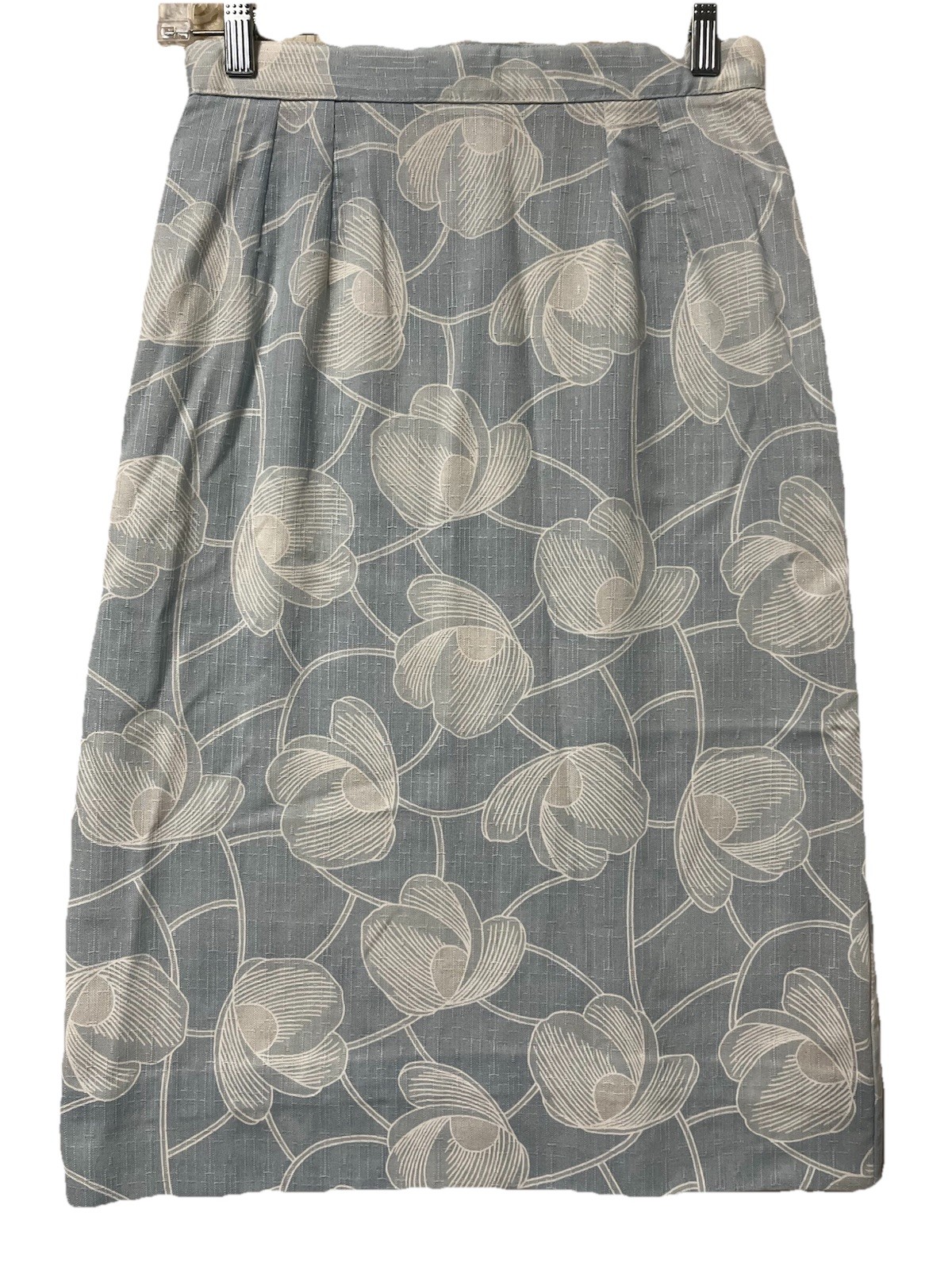 Vintage 70s TR Bentley Blue Feminine Garden Party Straight Knee Length Skirt S