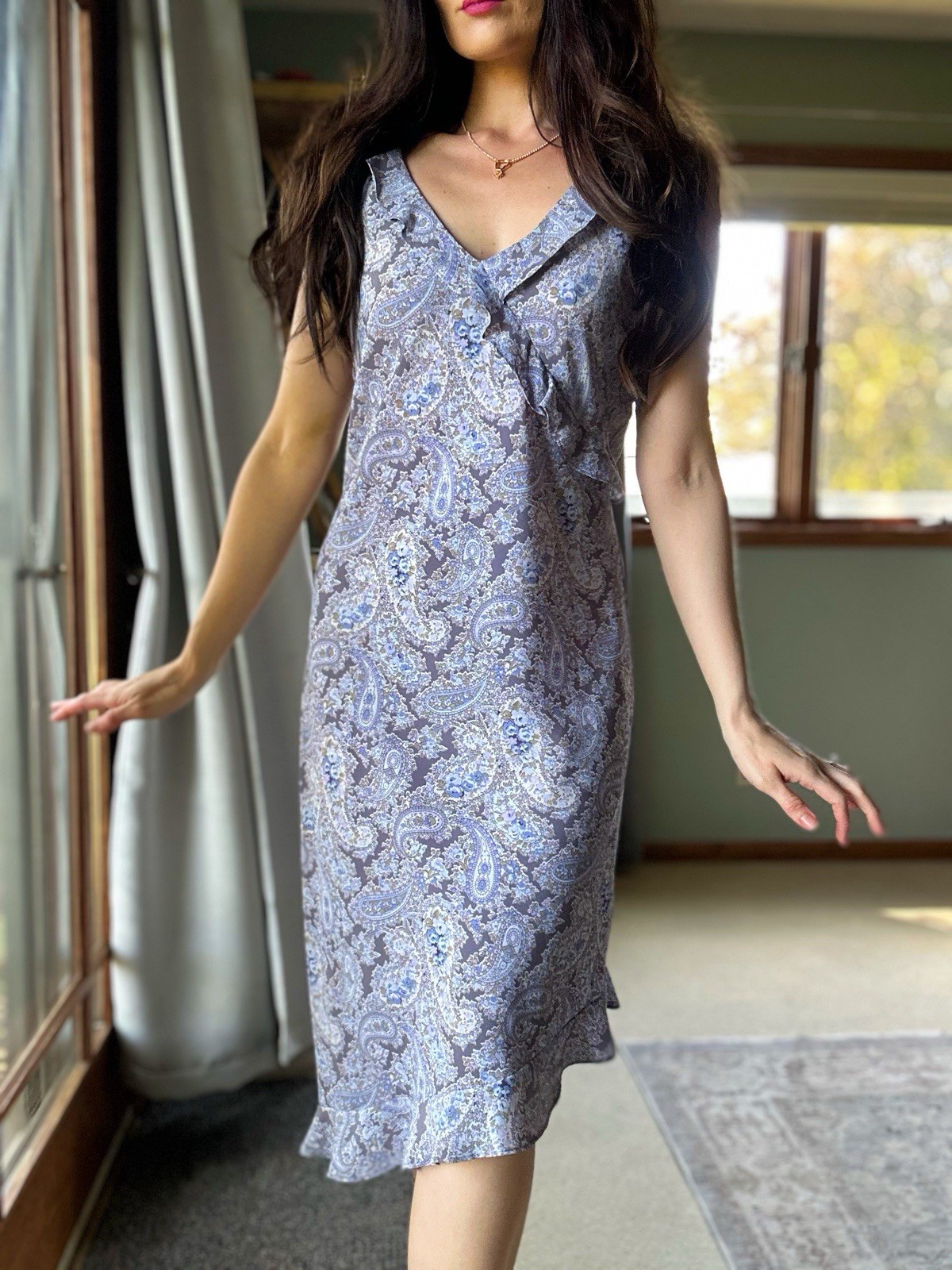 Vintage 90s Dress DBY Floral High Low Slinky Grunge
