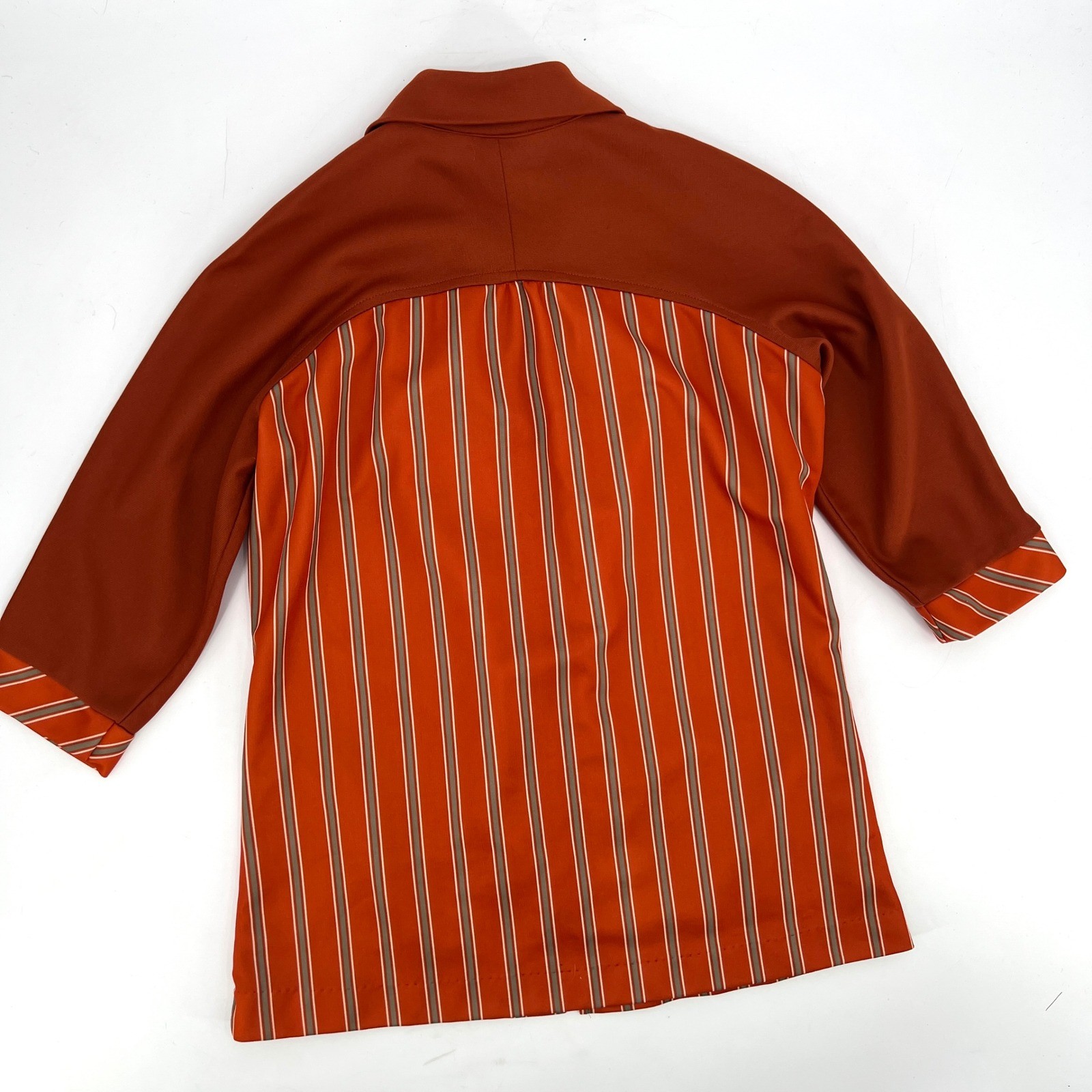 Vintage 60s 70s Fast Food Employee Uniform Smock Rust Striped Size S